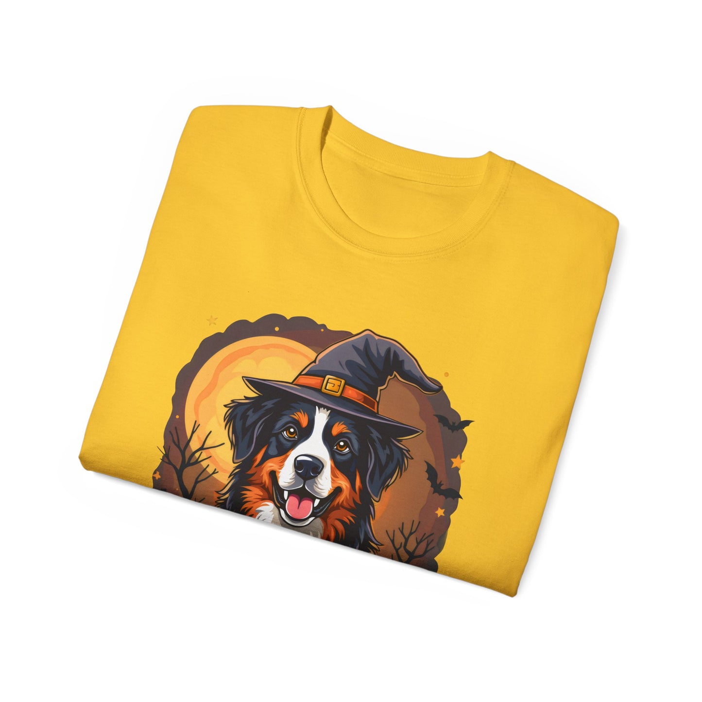 Dog Cartoon Too Cute to Spook Halloween Unisex Organic T-Shirt