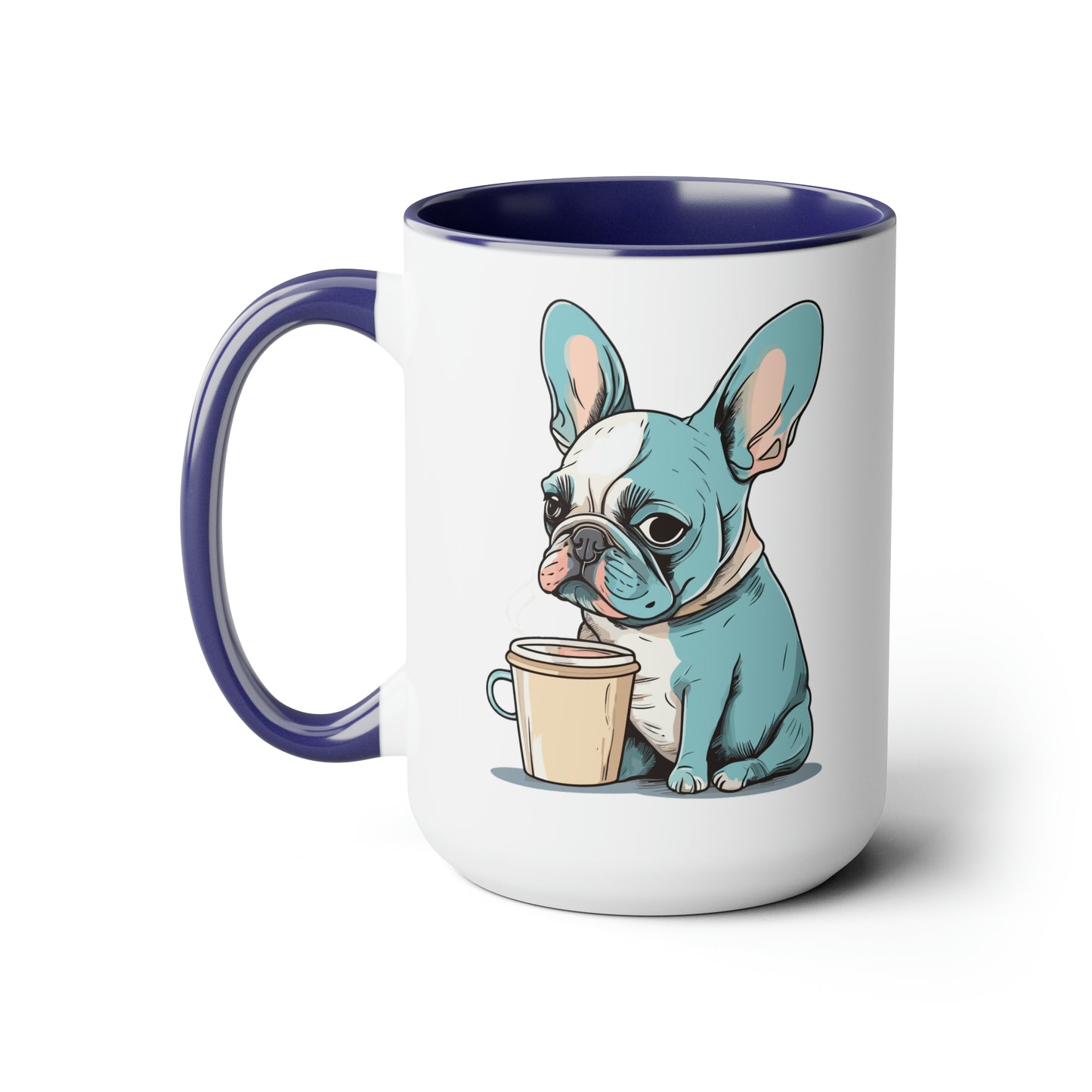 Cute Dog Drinking Coffee Meme Two-Tone Coffee Mugs, 15oz