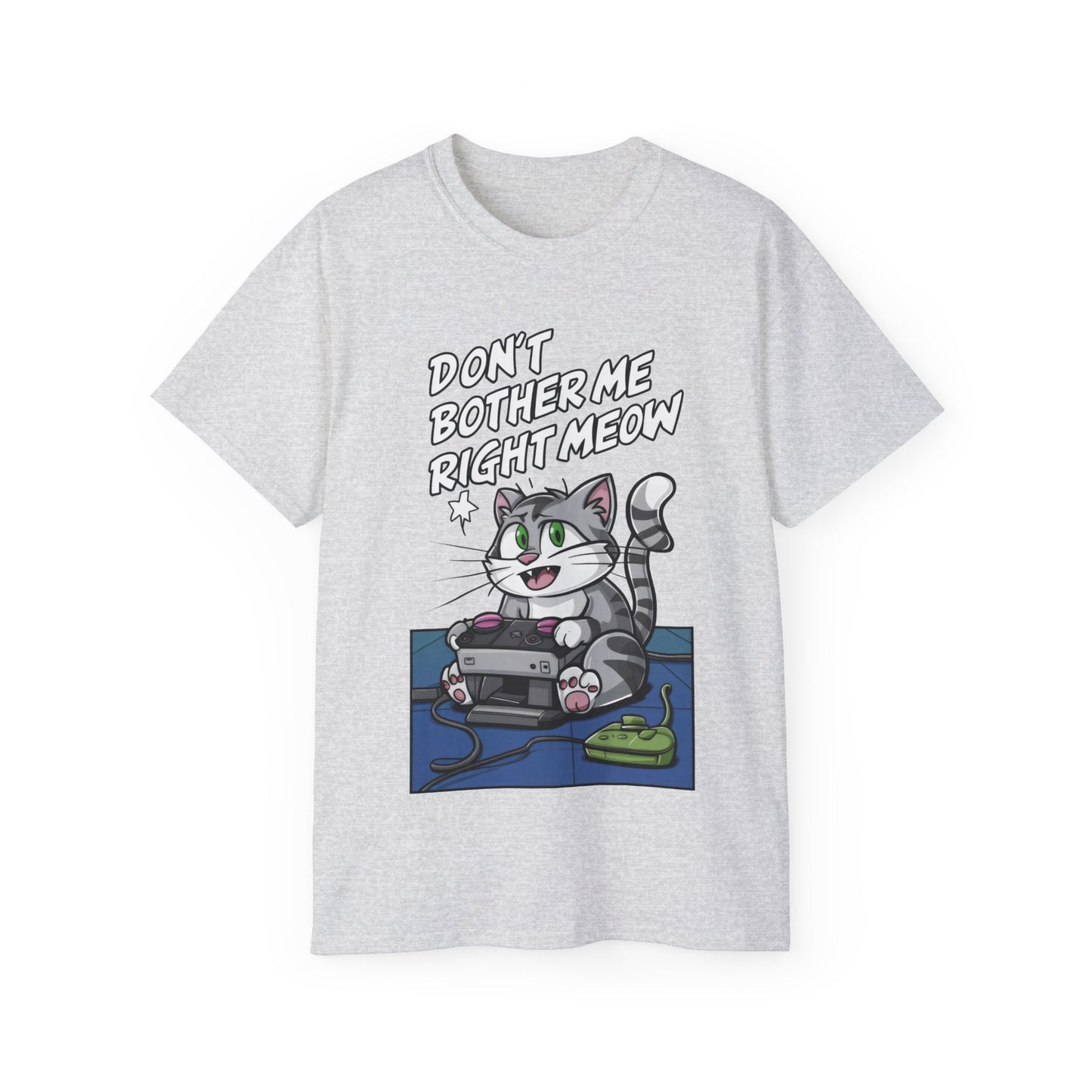 Cute Cat Cartoon Don't Bother Me Right Meow Unisex Organic T-Shirt