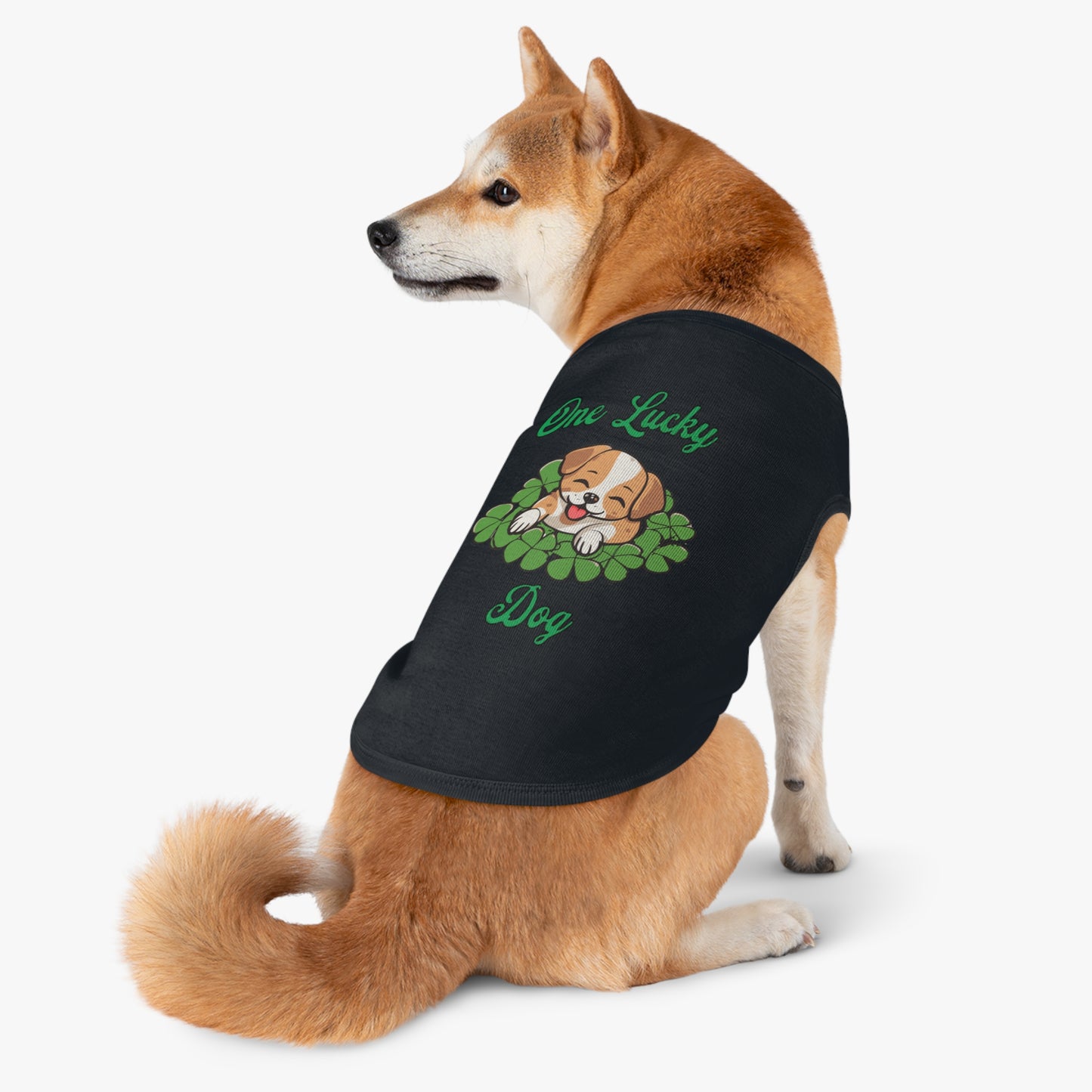 Cute St Patrick's Day One Lucky Dog Cartoon Pet Tank Top