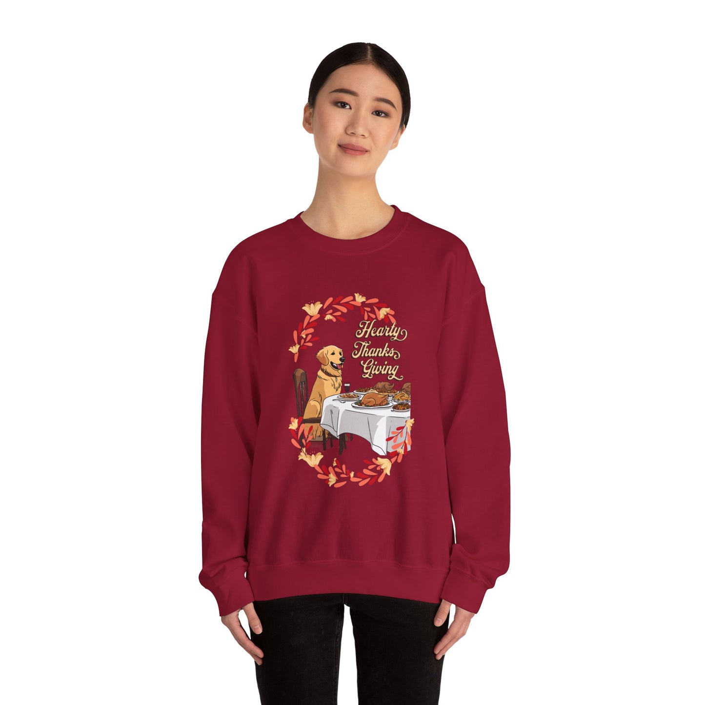 Golden Retriever Hearty Thanksgiving Unisex Crewneck Sweatshirt