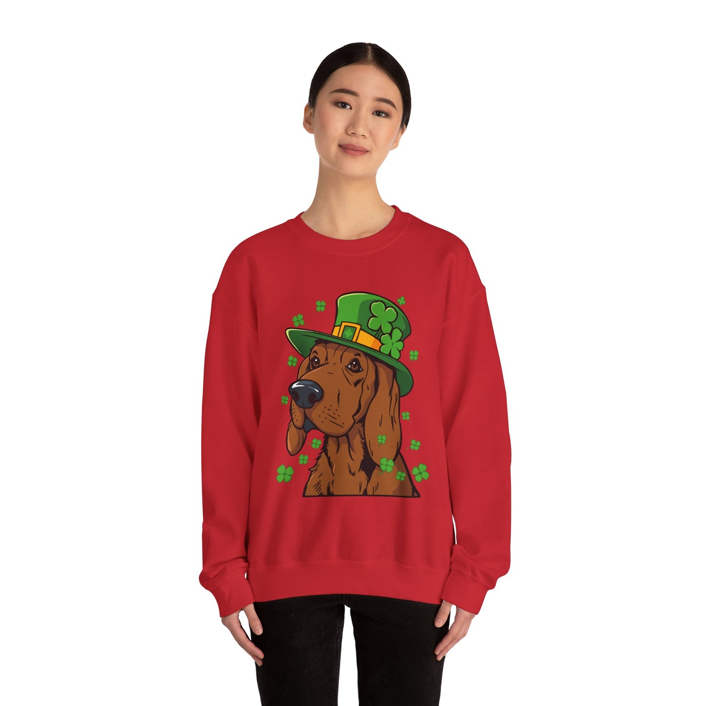 Cute Cartoon Shamrock Bloodhound St Patrick's Day Sweatshirt