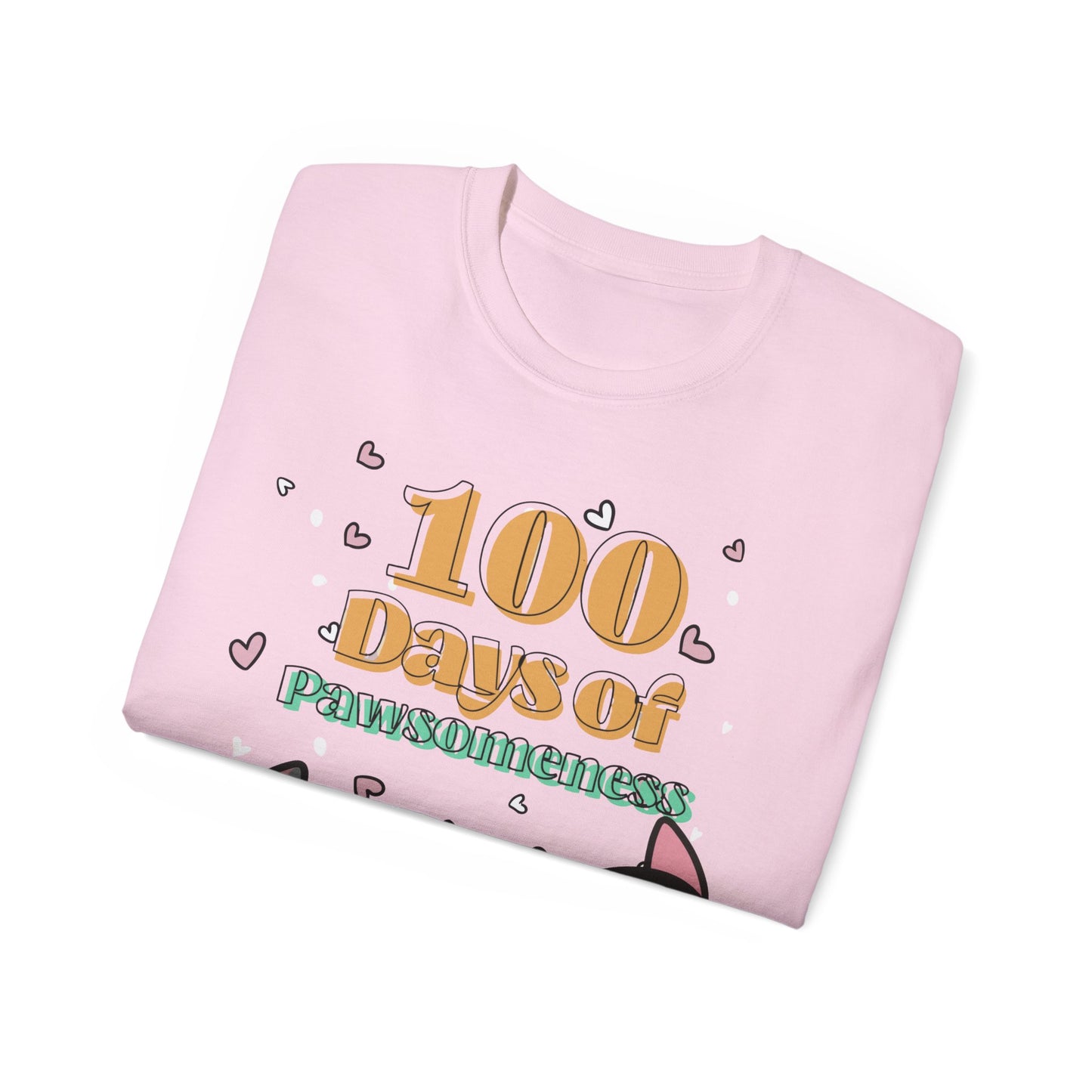 Cute Funny 100 Days of Pawsomeness Pet Lover Unisex Organic T-Shirt