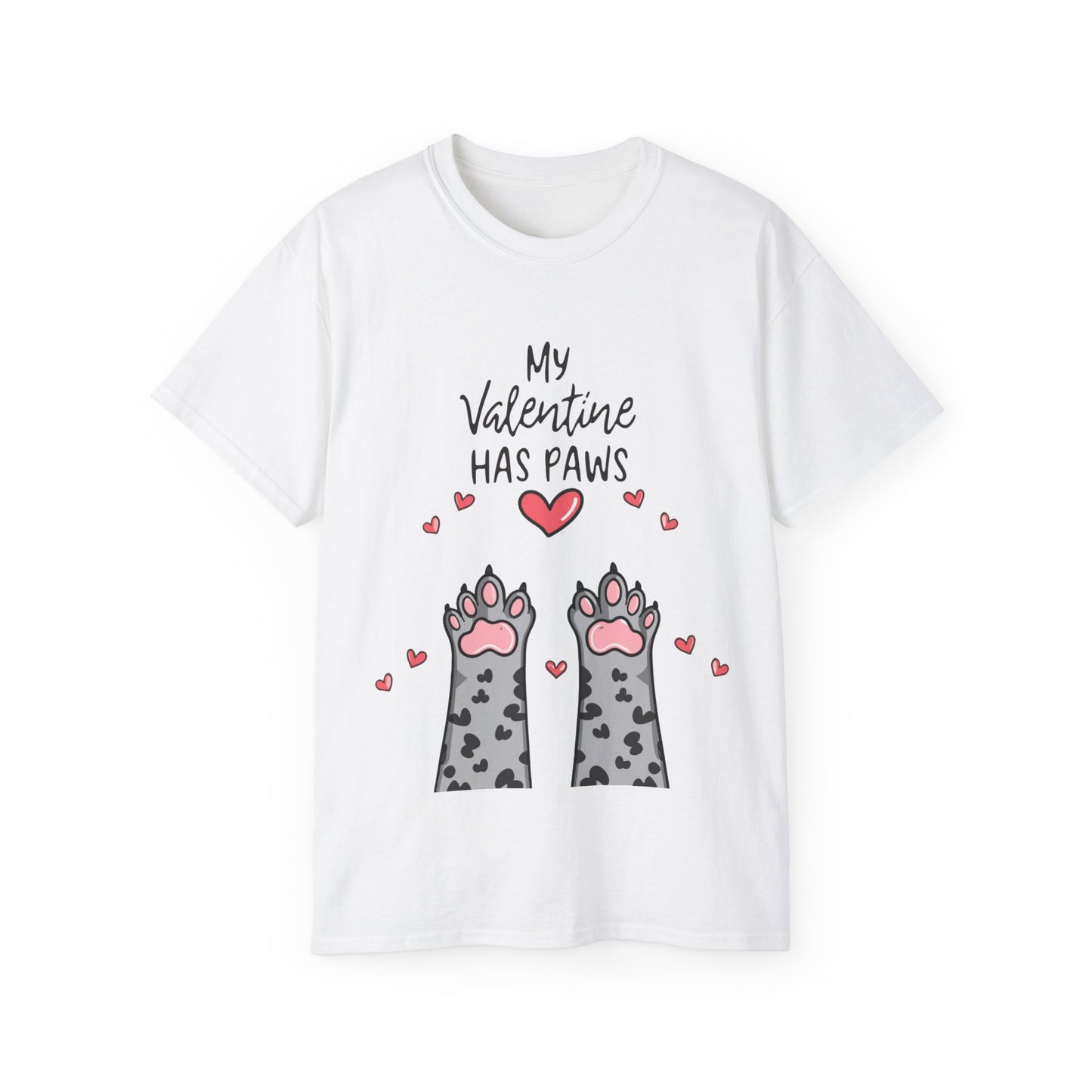 Cute Funny My Valentine Has Paws Unisex Organic T-Shirt