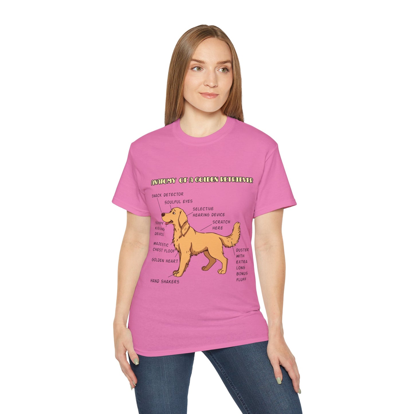 Dog Anatomy Unisex Tee - Cute Golden Retriever Cartoon Design