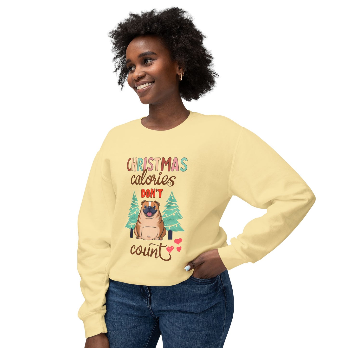 Cute Funny Meme Christmas Calories Don't Count Pug Lover Sweatshirt