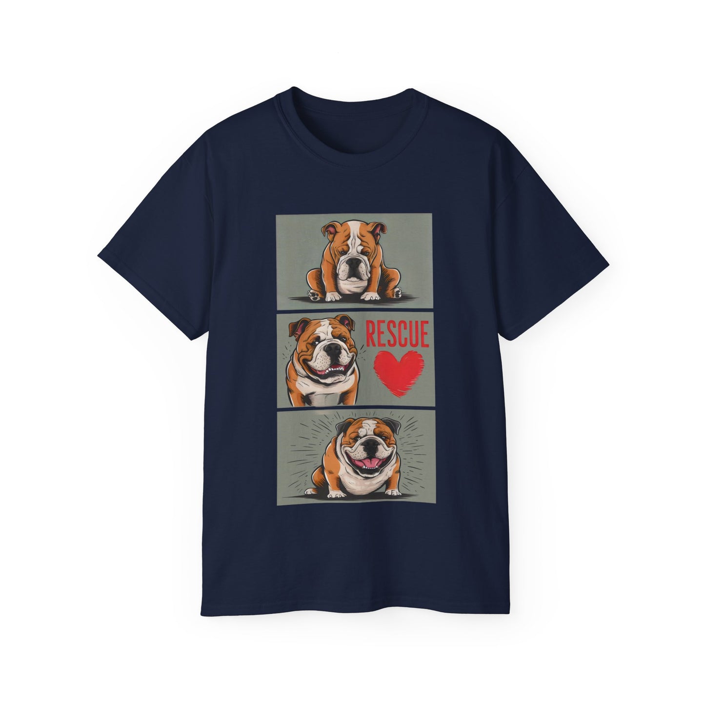 Cute Cartoon Bulldog Rescue Adopt Don't Shop Organic T-Shirt