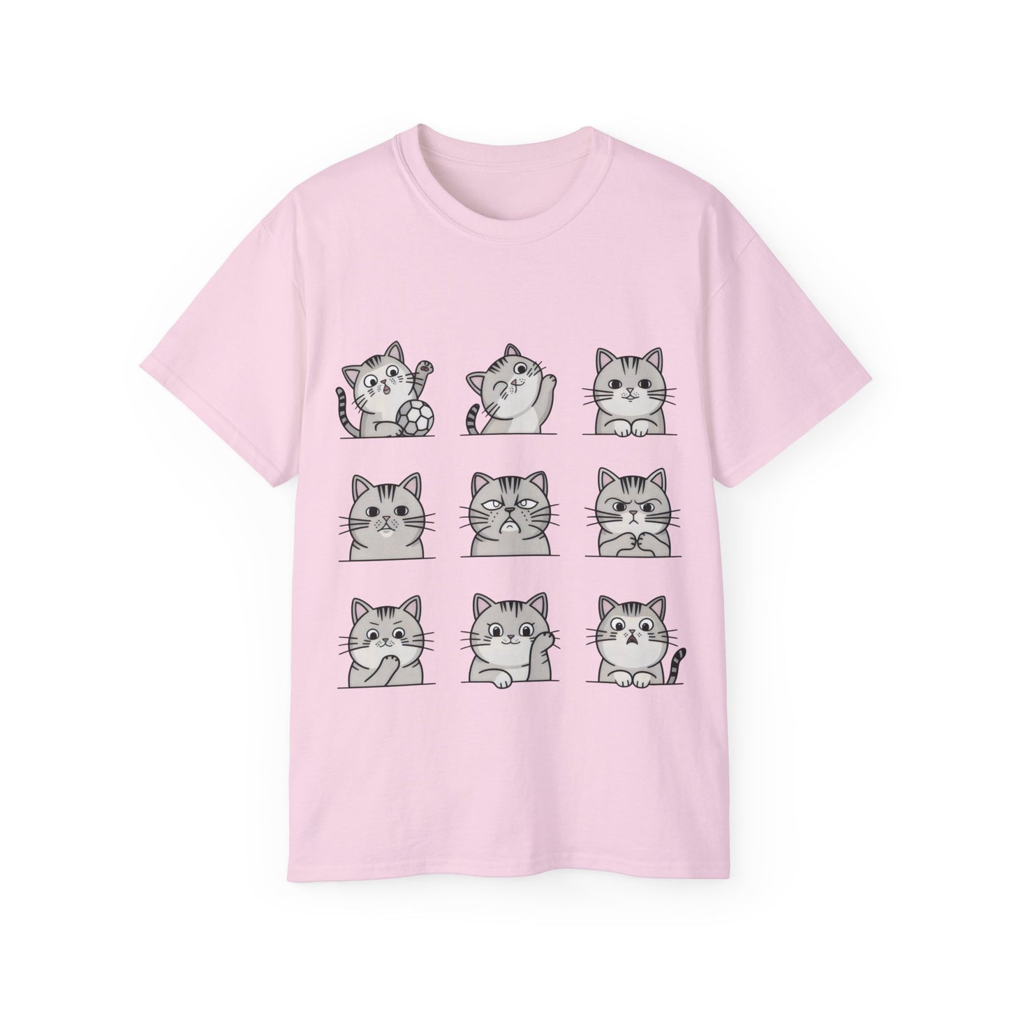 Nine Cute Cats Cartoon Organic T-Shirt