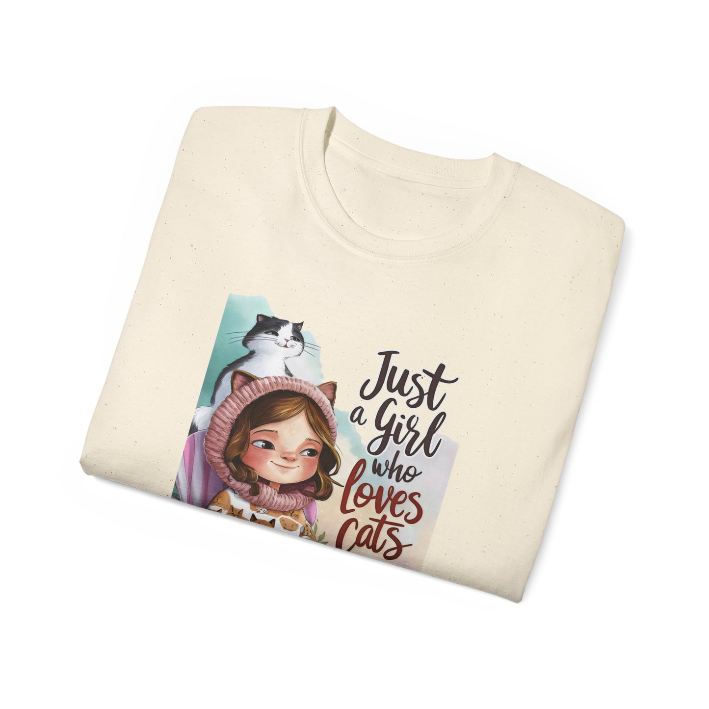 Cute Cartoon Just a Girl Who Loves Cats Organic T-Shirt