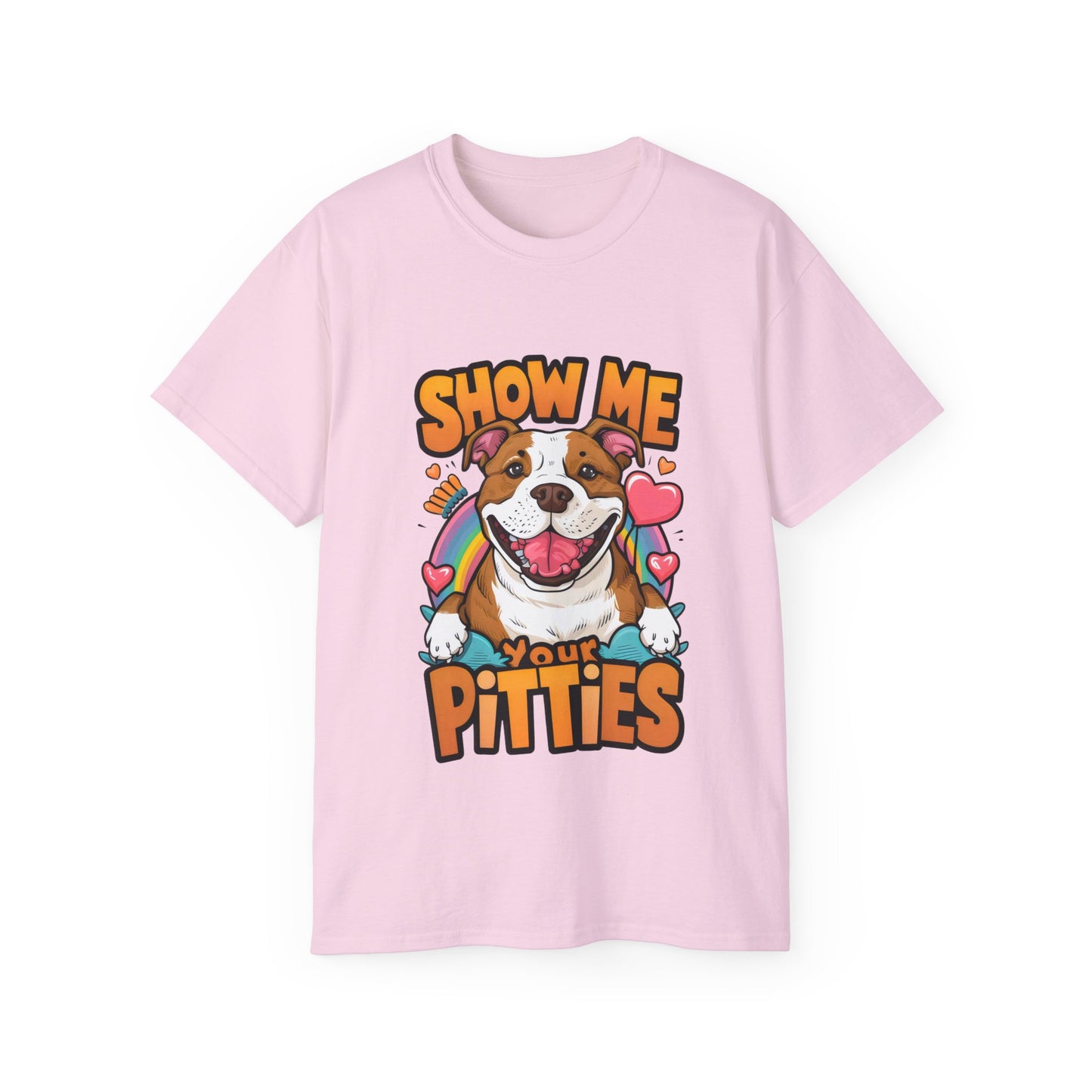 Cute Funny Dog Cartoon Show Me Your Pitties Meme Unisex Organic T-Shirt