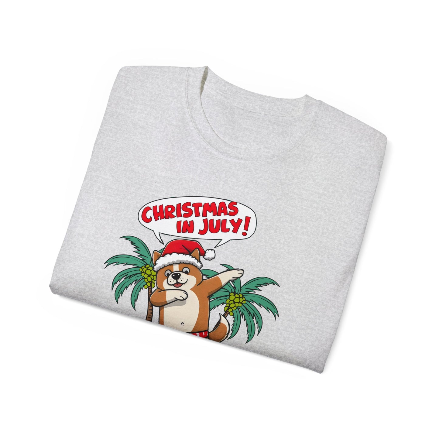 Cute Dog Cartoon Christmas in July Unisex Organic T-Shirt