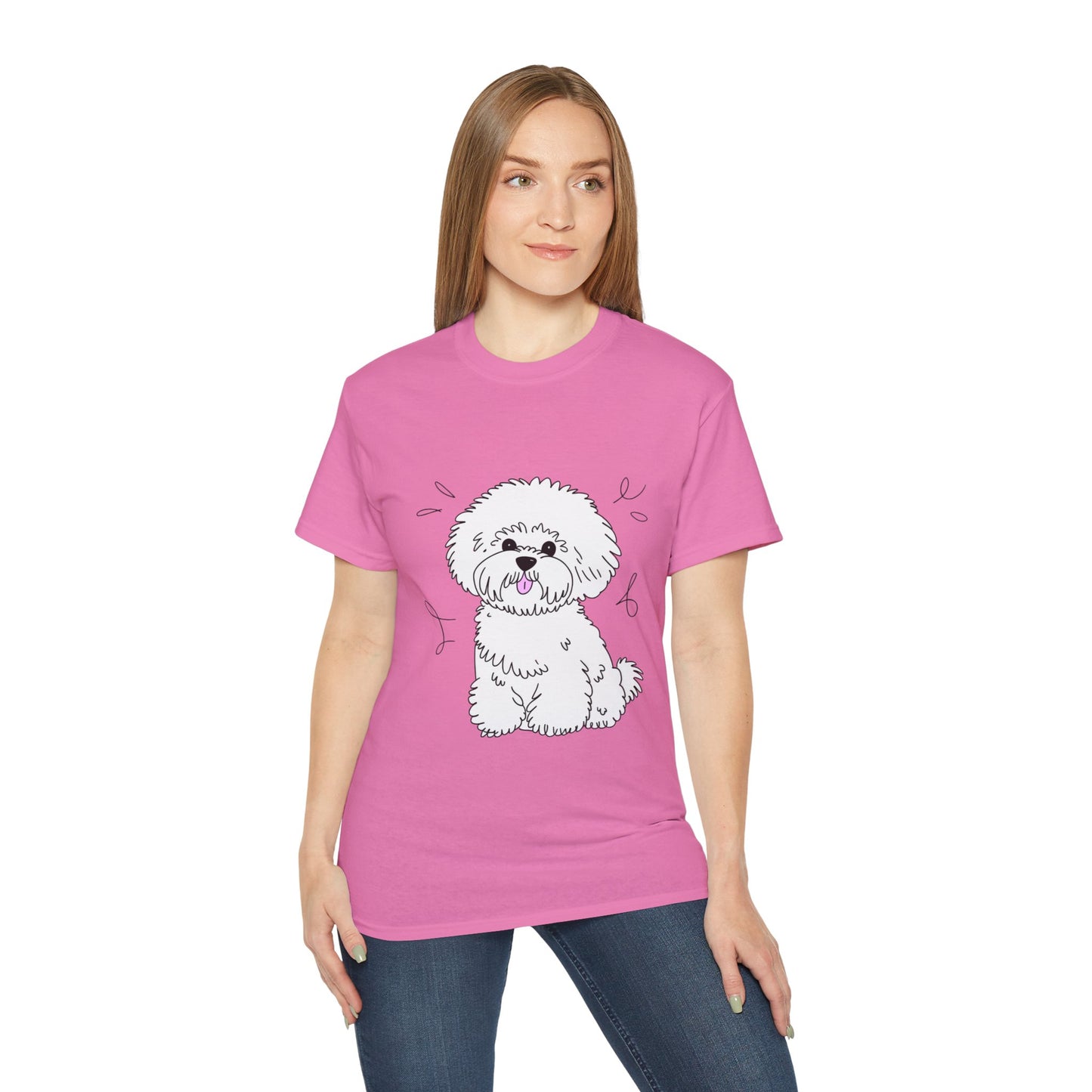 Cute Dog Cartoon Bichon Frise Poodle Unisex Organic T-Shirt