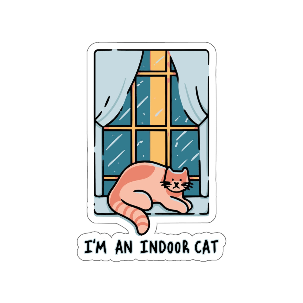 Cute Cat Cartoon I'm an Indoor Cat  Kiss-cut Stickers