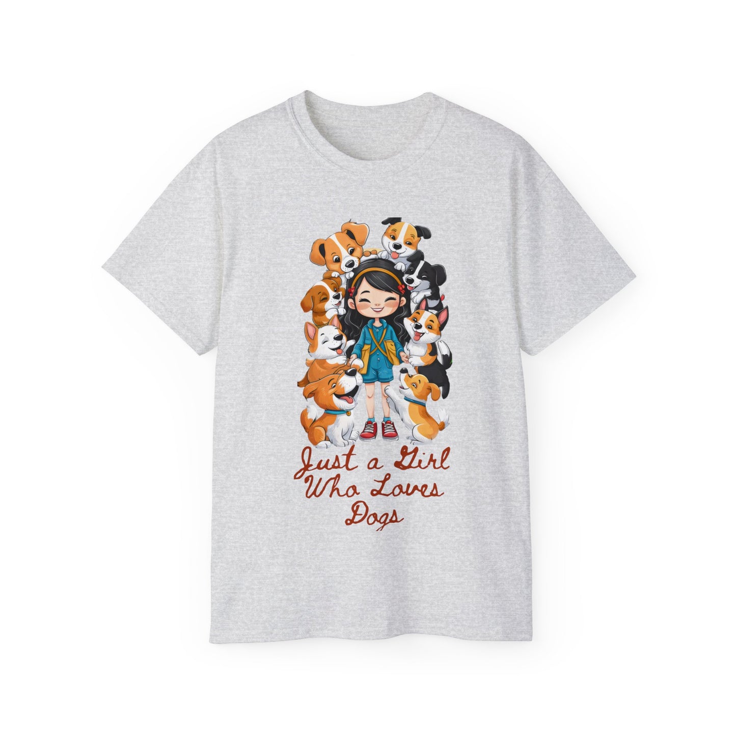 Cute Cartoon Just a Girl Who Loves Dogs Organic T-Shirt