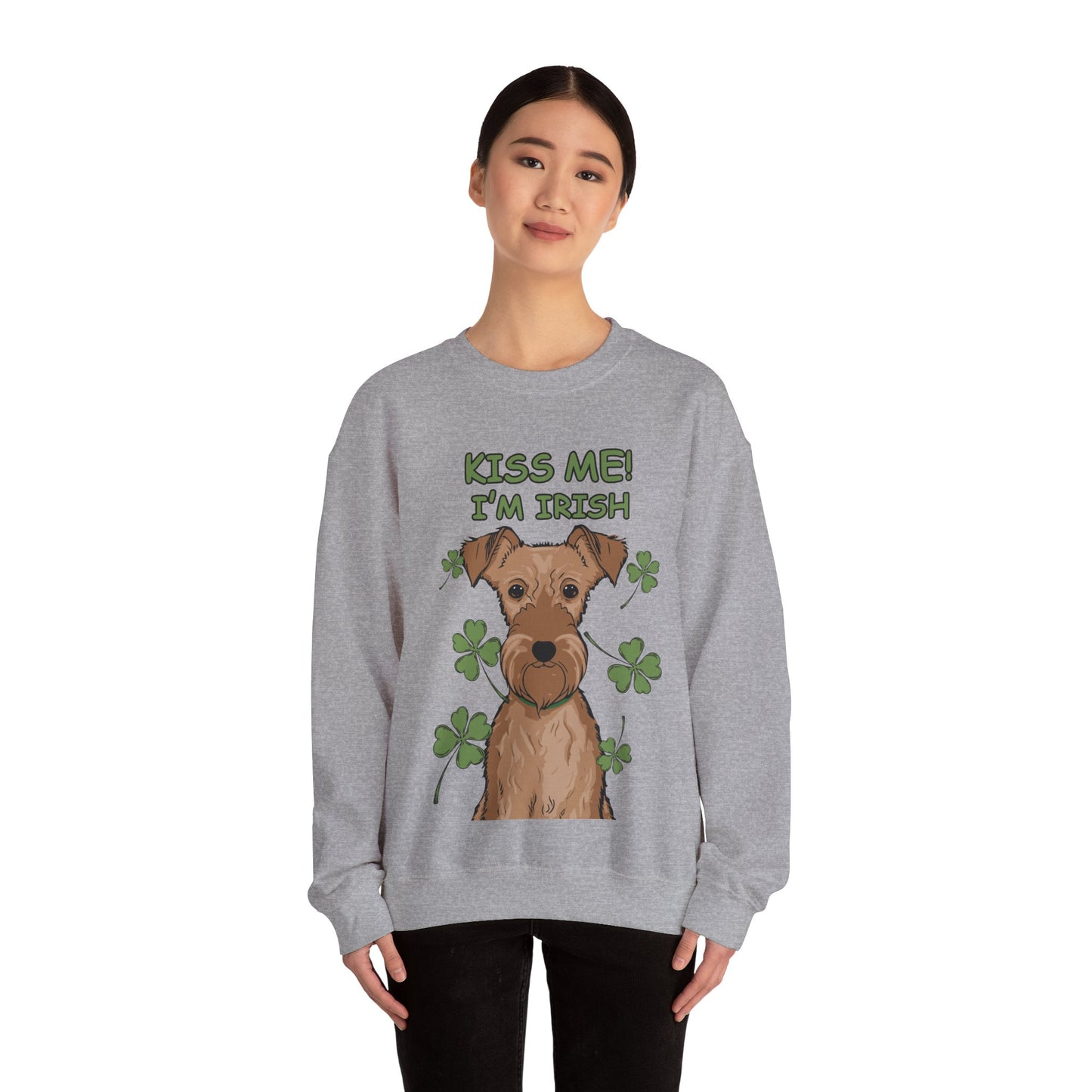 Cute Dog Cartoon St Patrick's Day Irish Terrier Crewneck Sweatshirt