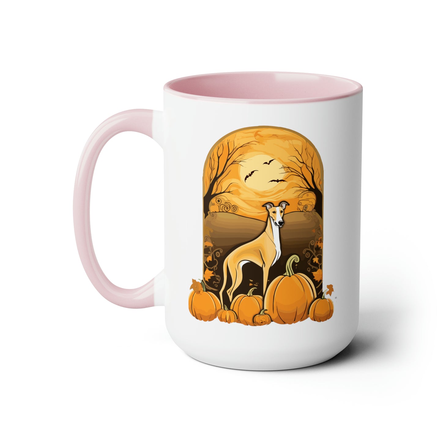 Greyhound Pumpkin Two-Tone Coffee Mugs, 15oz