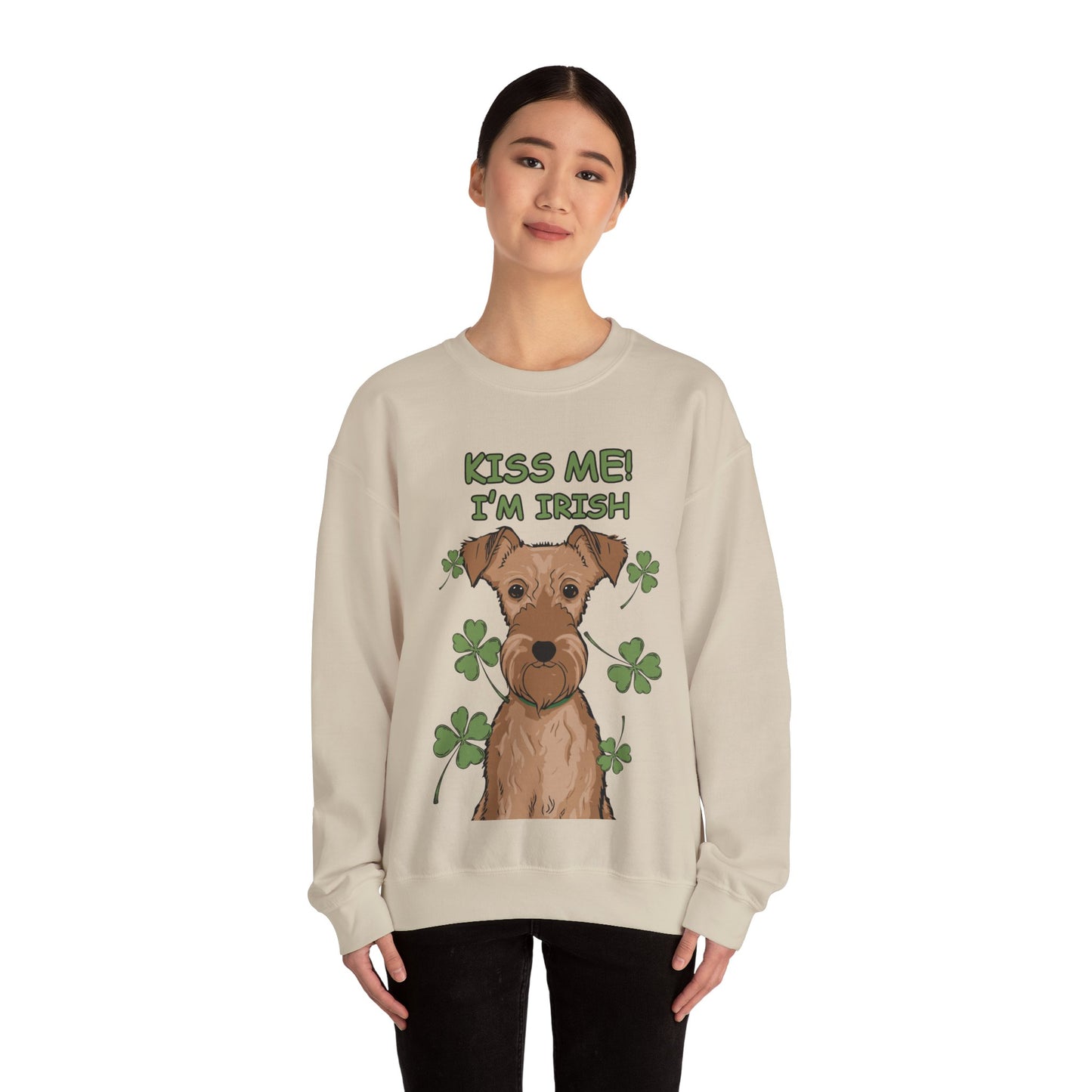 Cute Dog Cartoon St Patrick's Day Irish Terrier Crewneck Sweatshirt