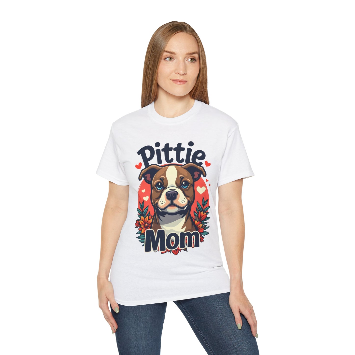 Cute Dog Cartoon Pittie Mom Organic T-Shirt