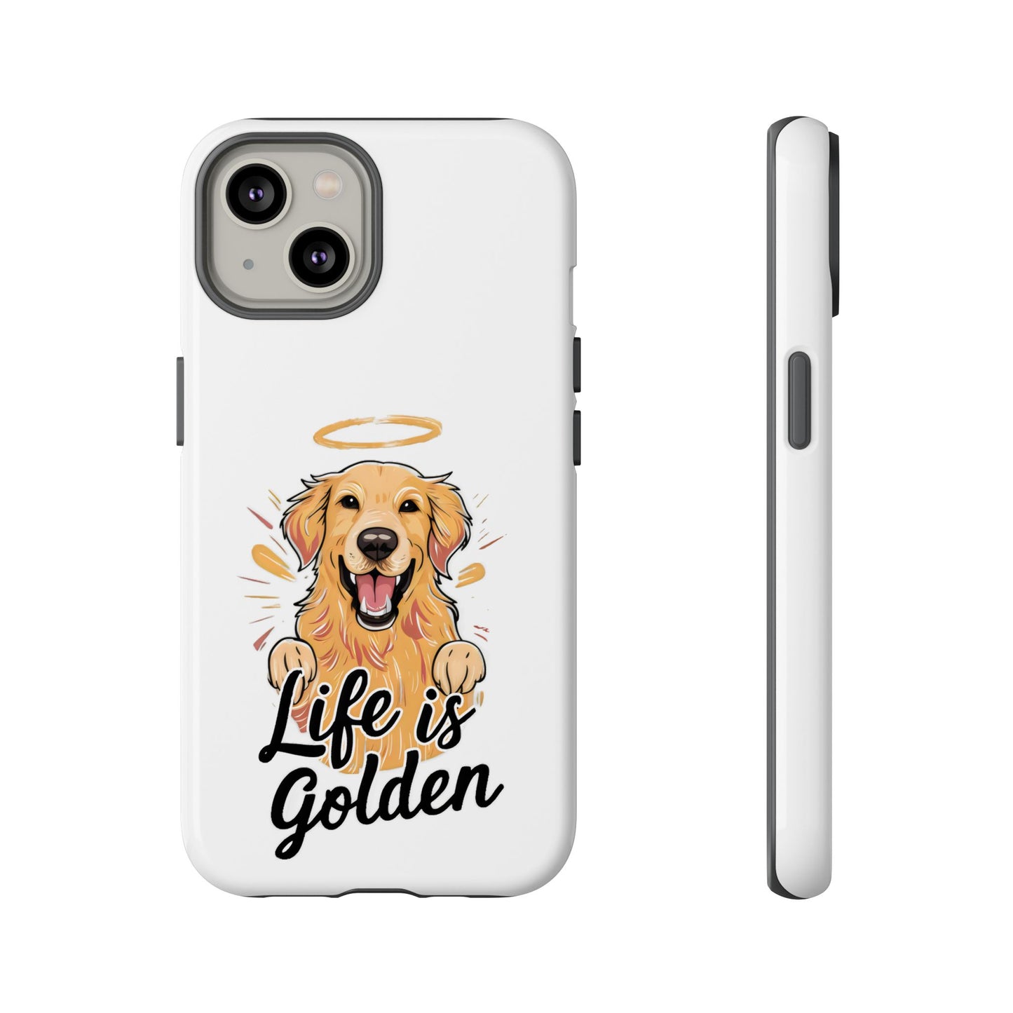 Cute Dog Cartoon Life is Golden iPhone Tough Cases