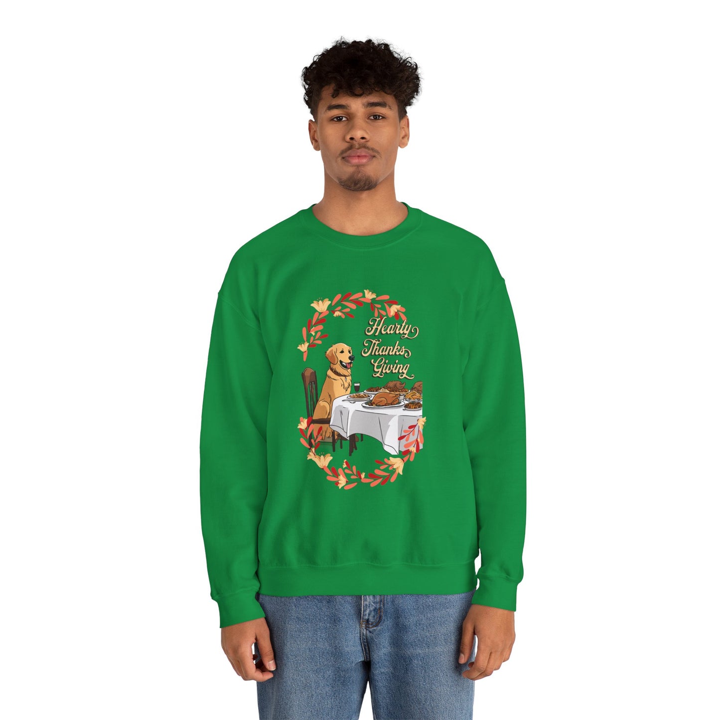 Golden Retriever Hearty Thanksgiving Unisex Crewneck Sweatshirt