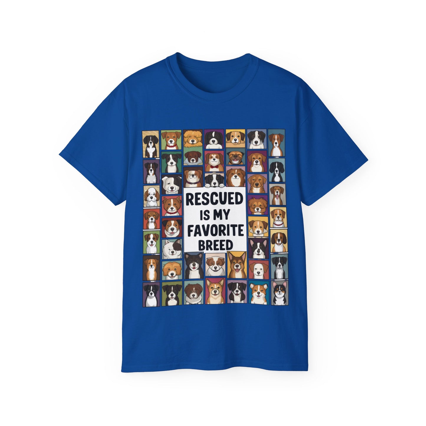 Cute Dog Cartoon Rescued is My Favorite Breed Unisex Organic T-Shirt