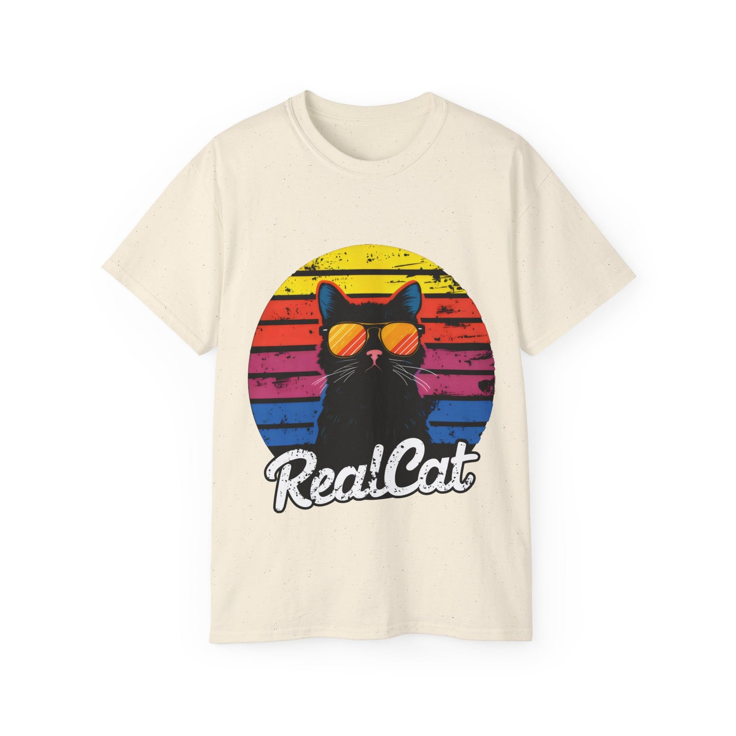 Cute Funny Cartoon Real Cat Unisex Organic T-Shirt