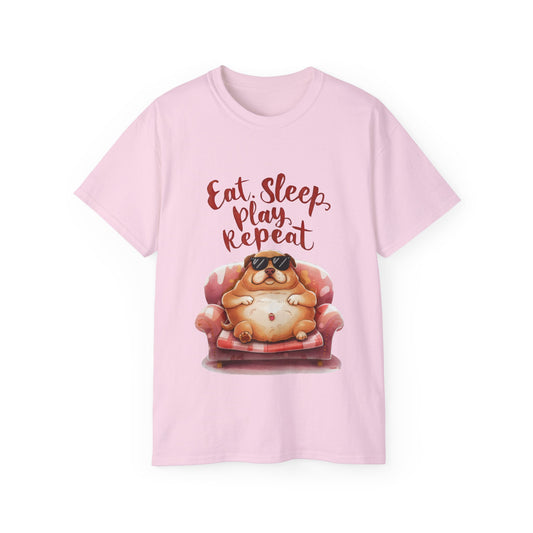 Cute Dog Cartoon Eat Sleep Play Repeat Meme Unisex Organic T-Shirt