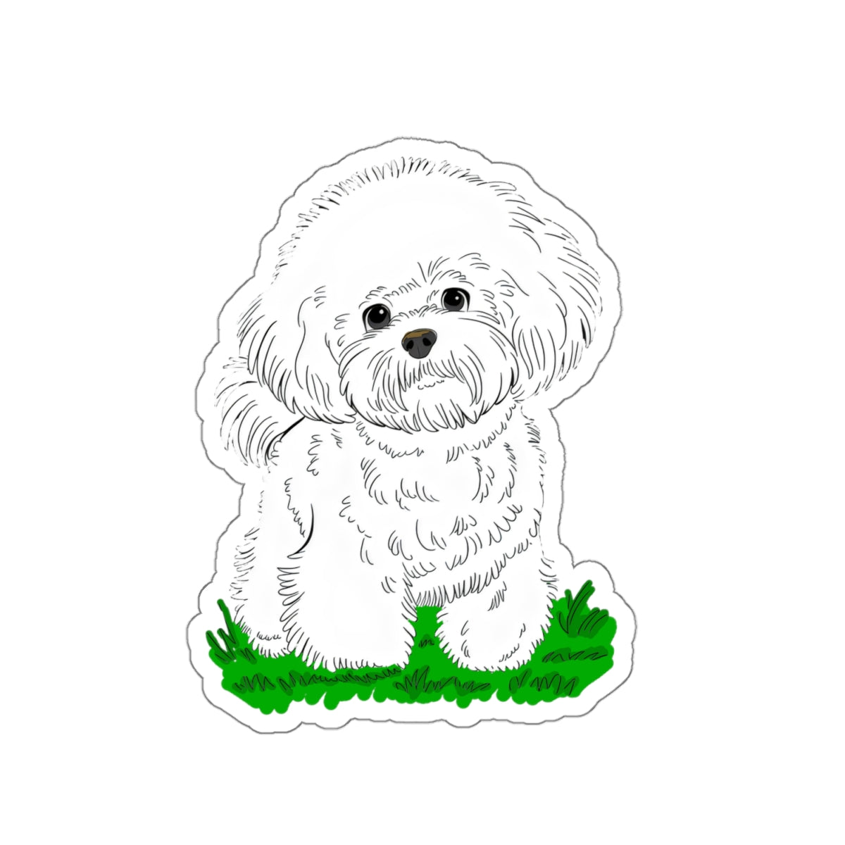 Cute Dog Cartoon Bichon Frise Poodle Kiss-cut Stickers