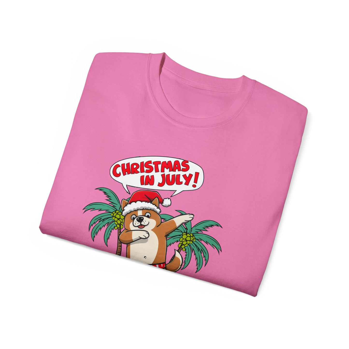 Cute Dog Cartoon Christmas in July Unisex Organic T-Shirt