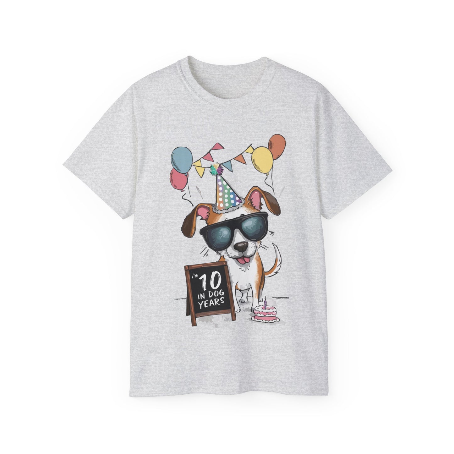 Cute Dog Cartoon I'm 10 in Dog Years Birthday Unisex Organic T-Shirt