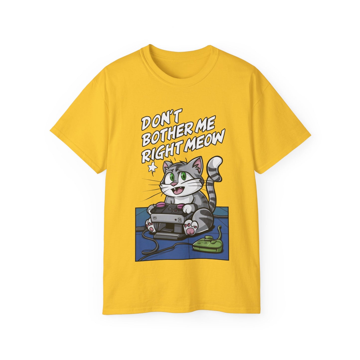 Cute Cat Cartoon Don't Bother Me Right Meow Unisex Organic T-Shirt