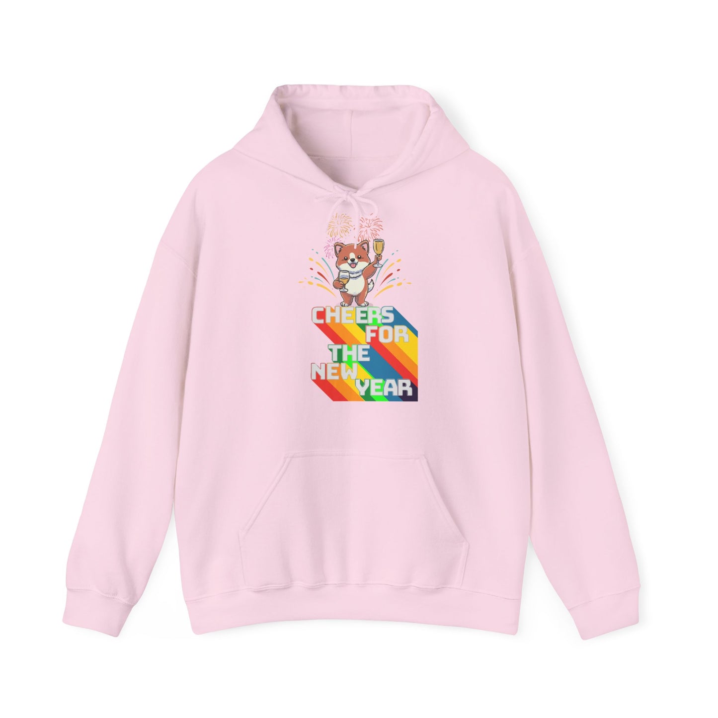 Cute Cartoon Pomeranian Cheers for the New Year Unisex Hooded Sweatshirt