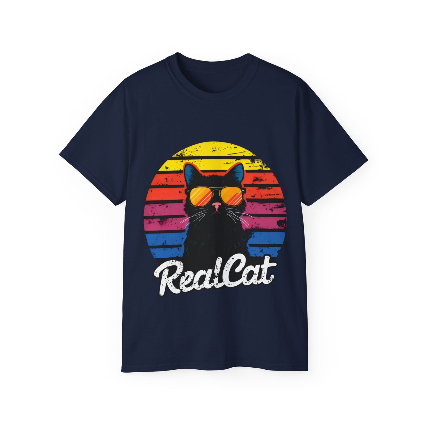 Cute Funny Cartoon Real Cat Unisex Organic T-Shirt