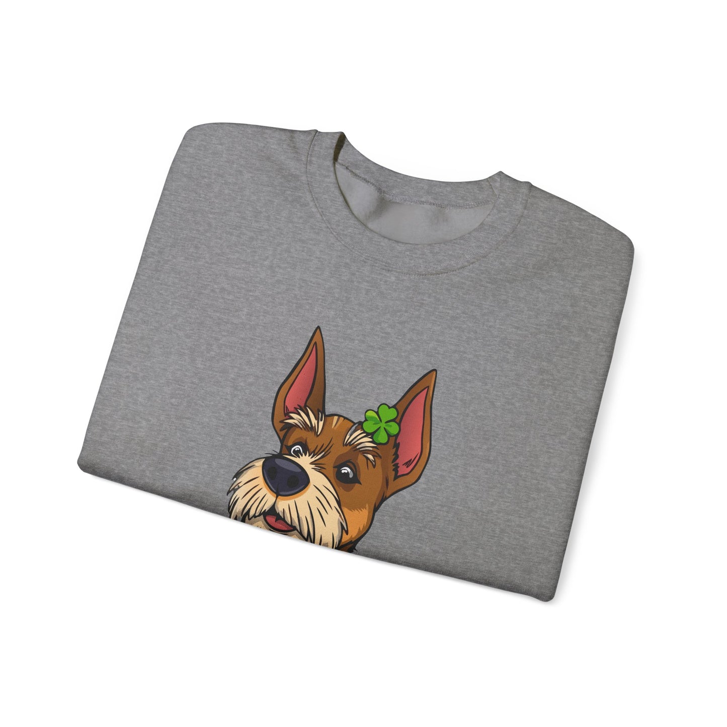 Cute Dog Cartoon Irish Terrier Kiss Me I'm Irish Meme Crewneck Sweatshirt