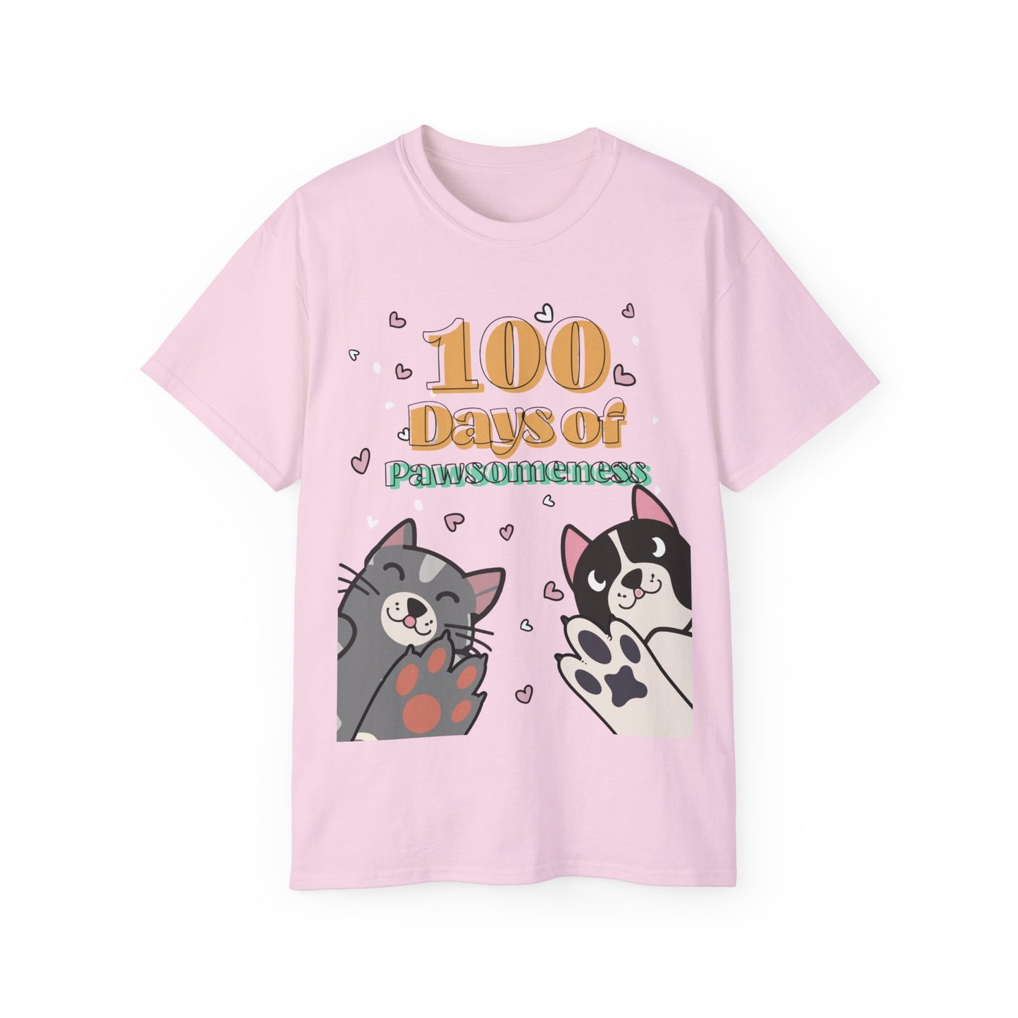 Cute Funny 100 Days of Pawsomeness Pet Lover Unisex Organic T-Shirt