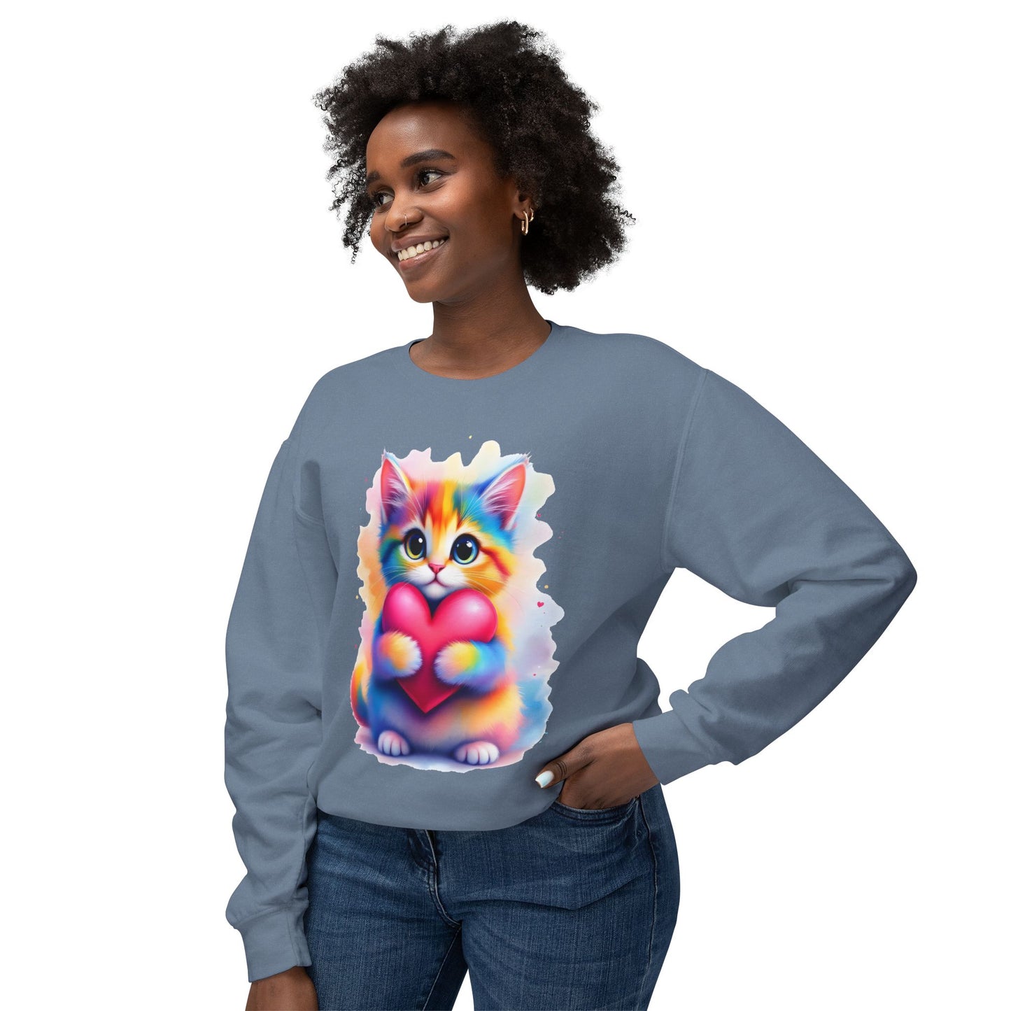 Rainbow Cat Heart Sweatshirt