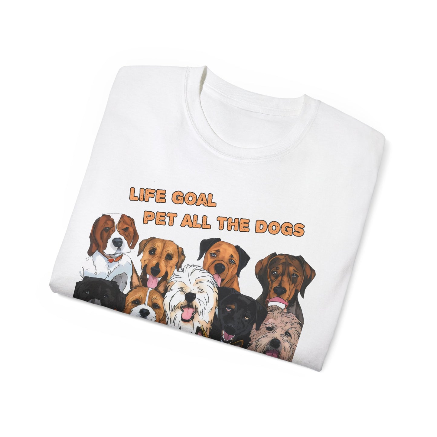 Cute Dog Cartoon Life Goal Pet All the Dogs Unisex Organic T-Shirt