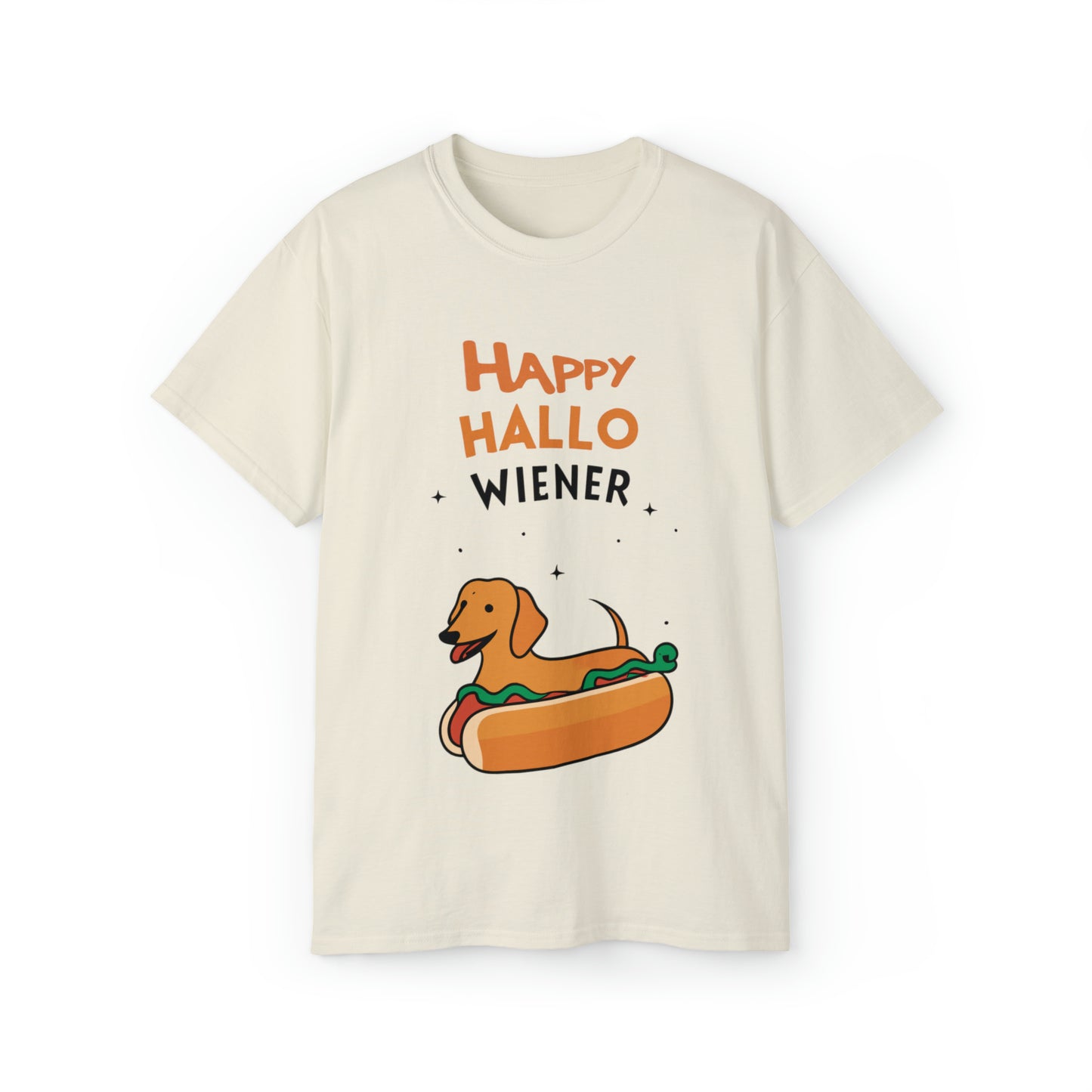 Cute Funny Happy Hallowiener Unisex Organic T-Shirt