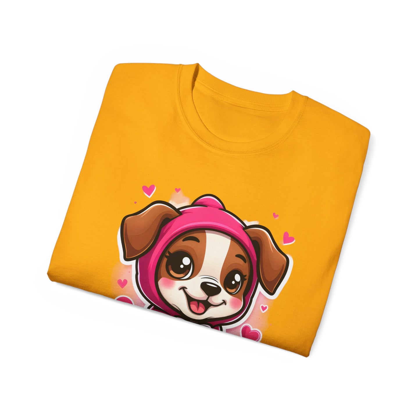 Cute Dog Cartoon In October We Wear Pink Unisex Organic T-Shirt