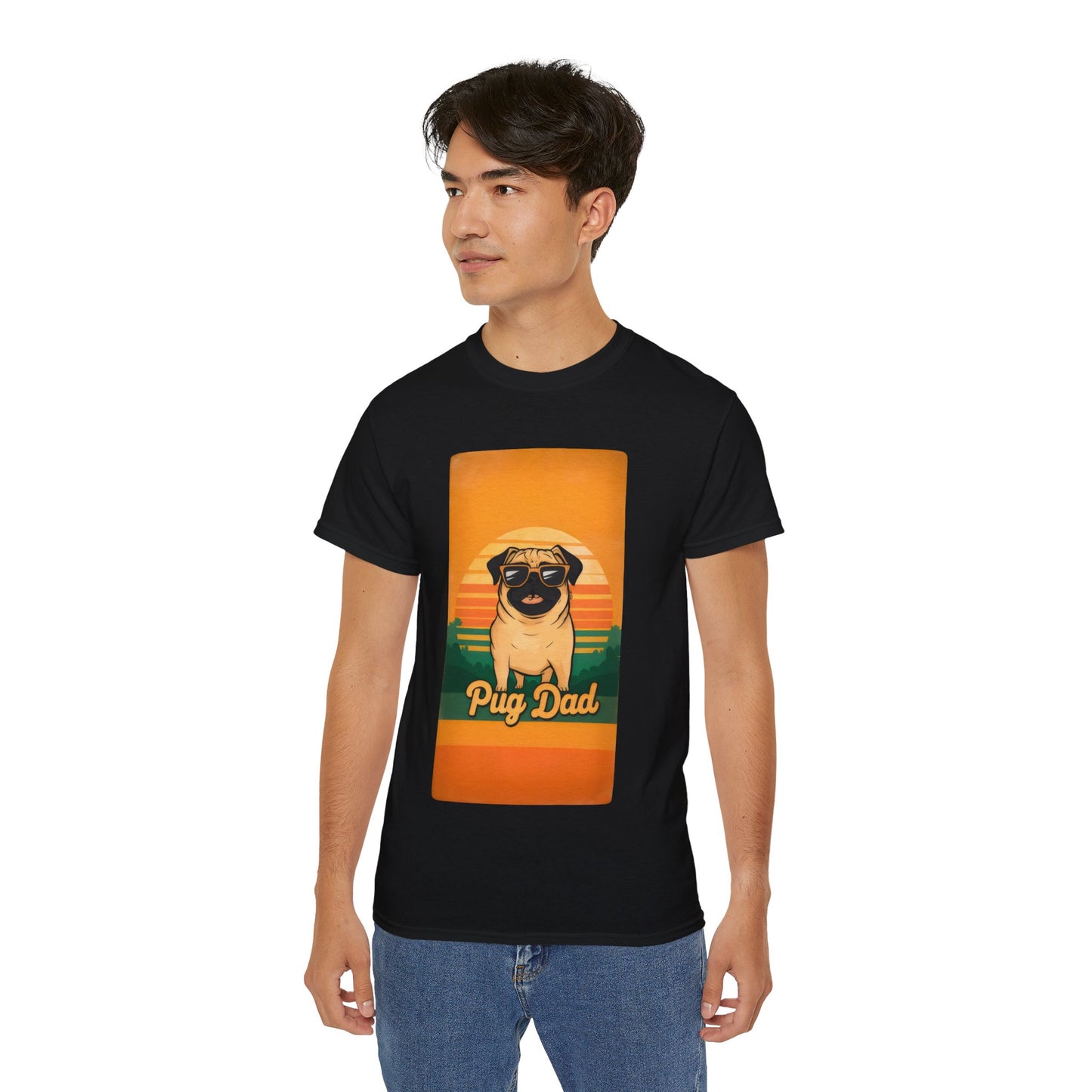 Cute Funny Pug Dad Unisex Organic T-Shirt