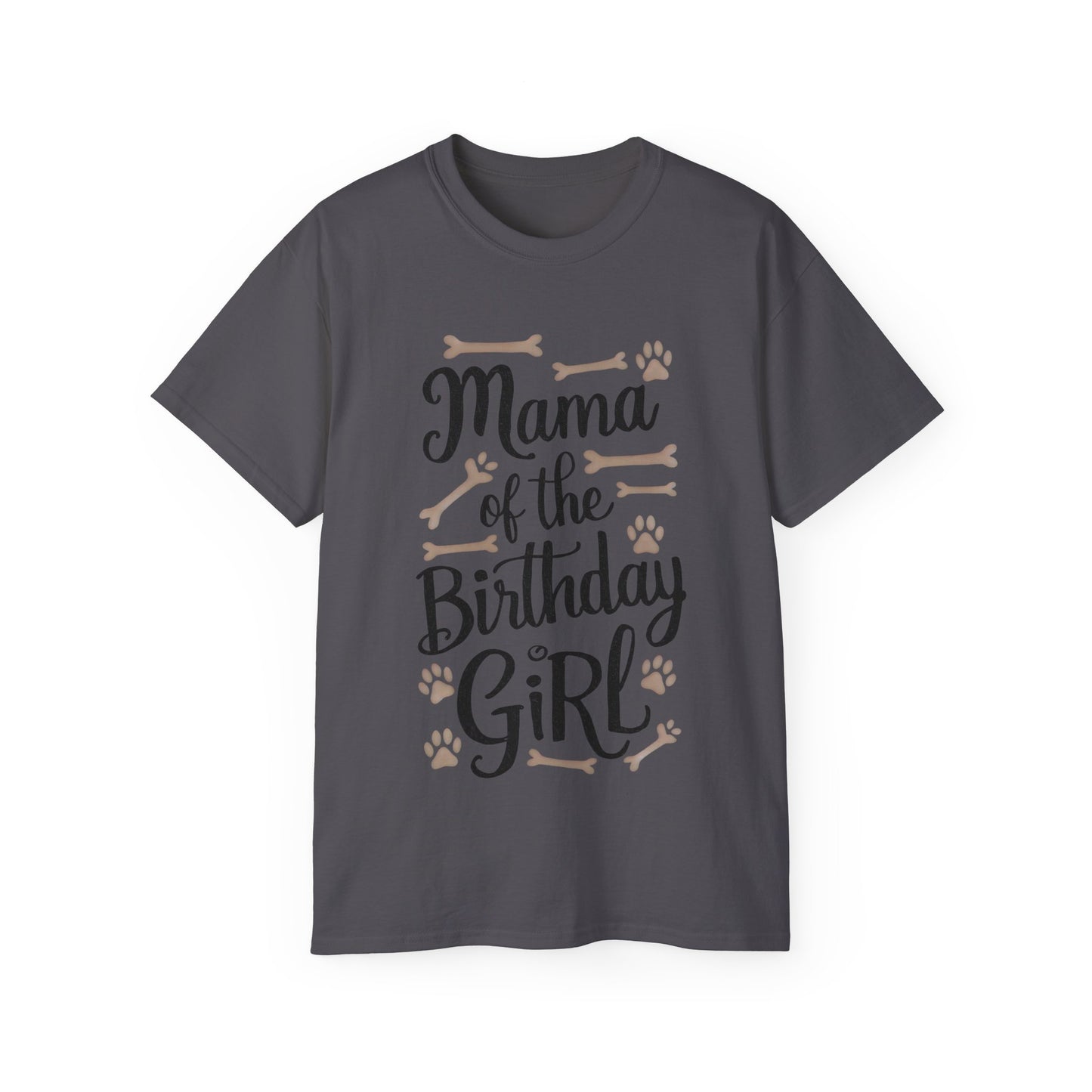 Cute Mama of the Birthday Girl Paw Print Organic T-Shirt