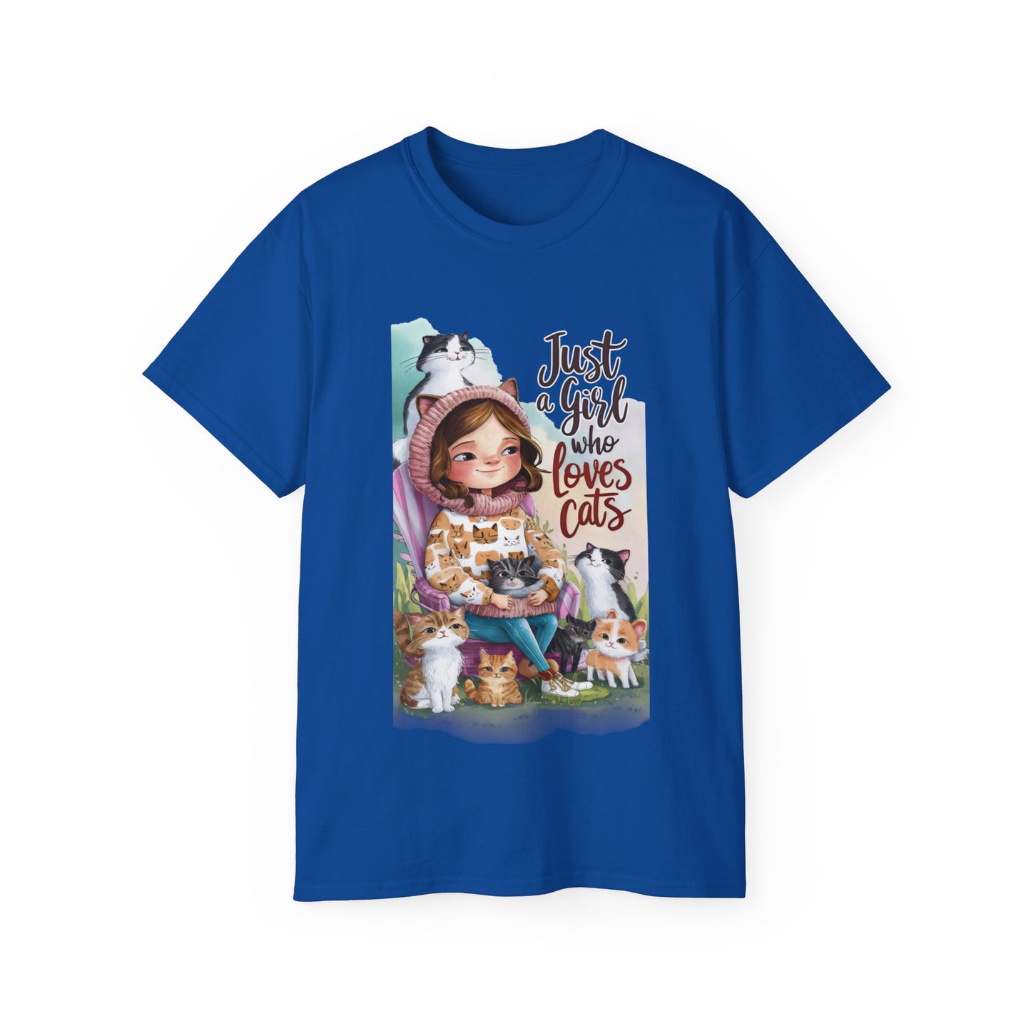 Cute Cartoon Just a Girl Who Loves Cats Organic T-Shirt