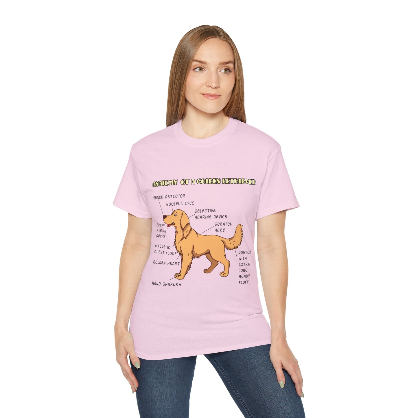 Dog Anatomy Unisex Tee - Cute Golden Retriever Cartoon Design