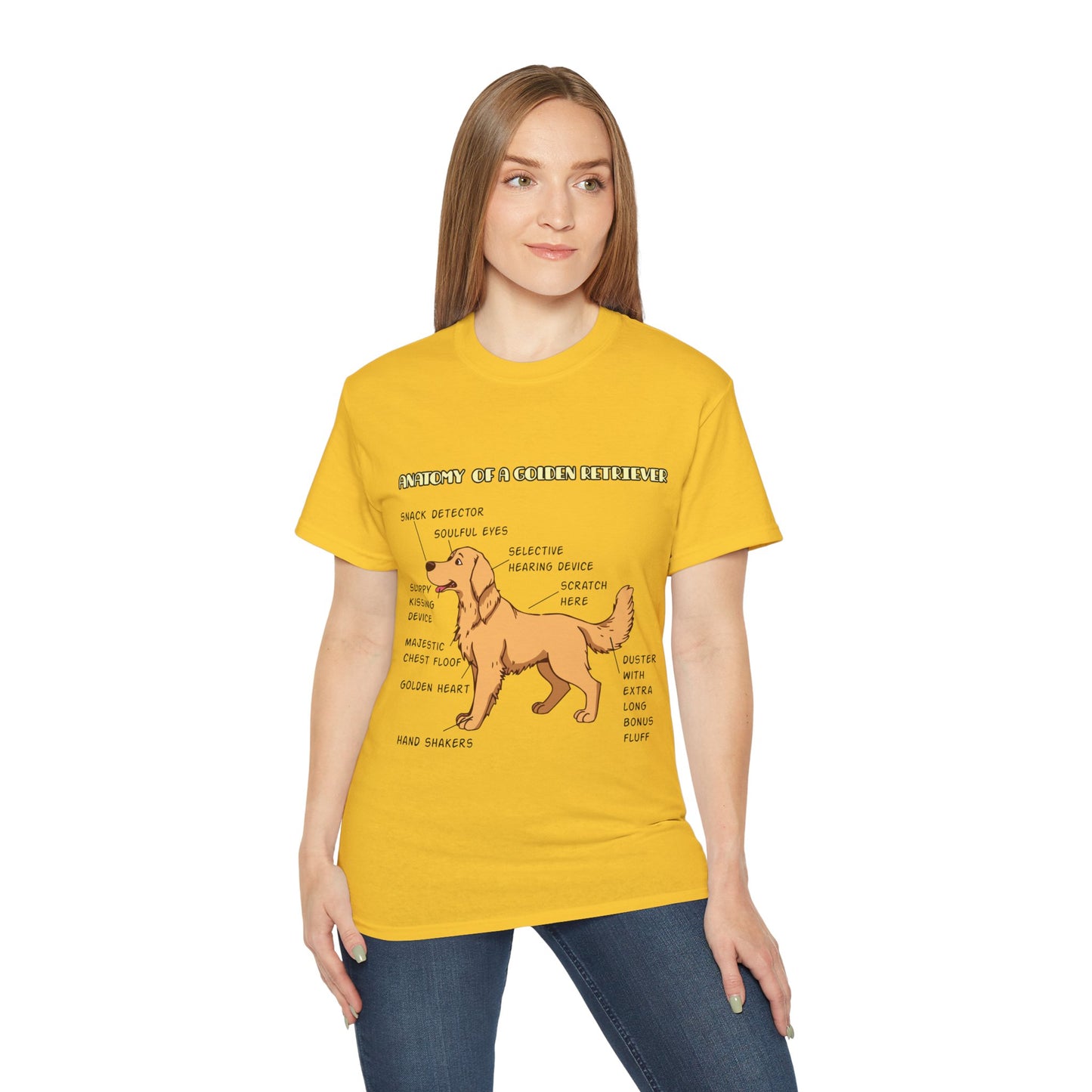 Dog Anatomy Unisex Tee - Cute Golden Retriever Cartoon Design