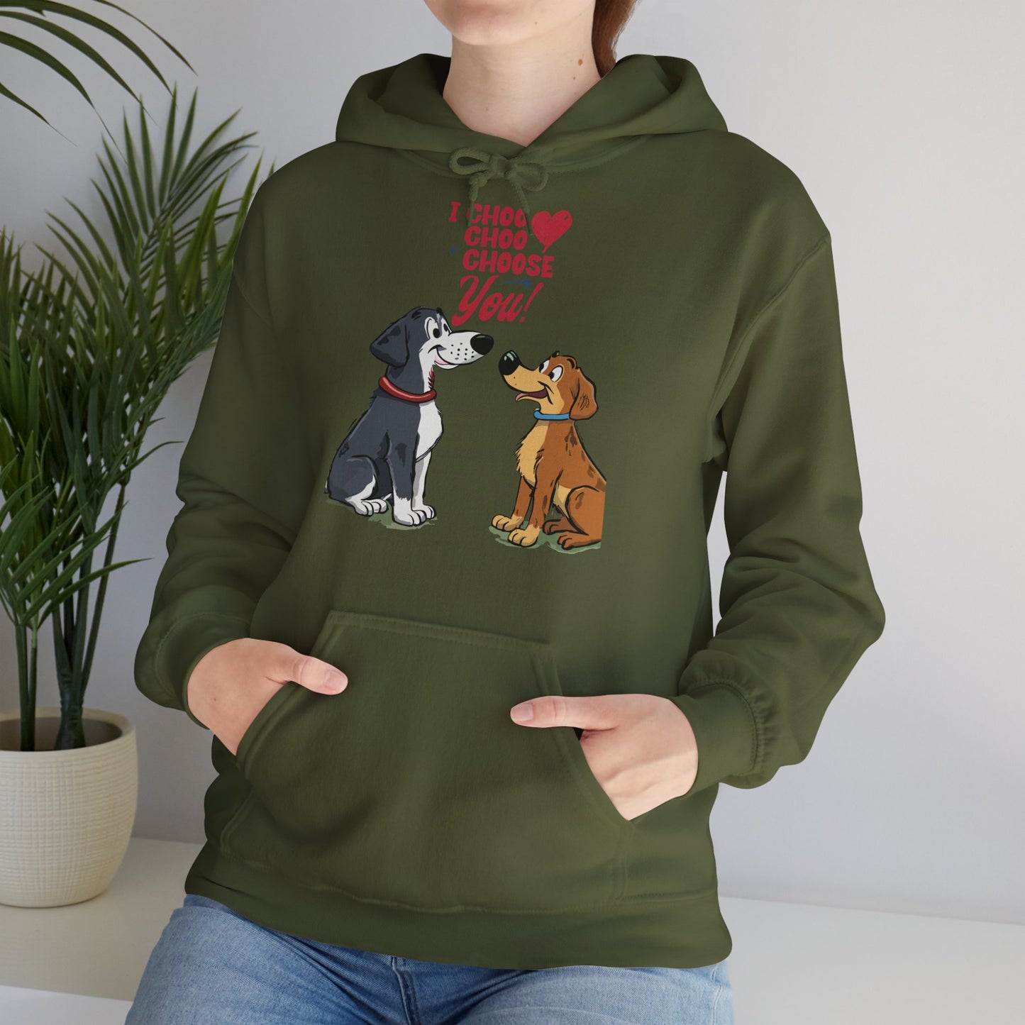 Cute Cartoon Dog I Choose You Valentine's Day Unisex Hooded Sweatshirt