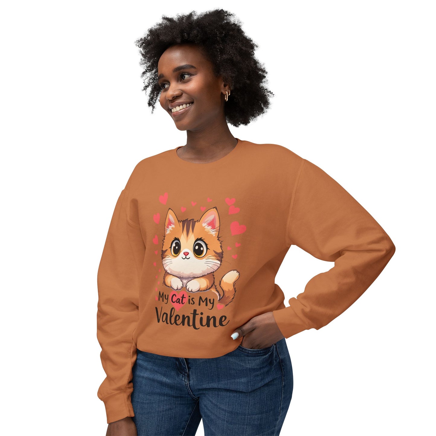 Cartoon Cat Valentine Crewneck Sweatshirt