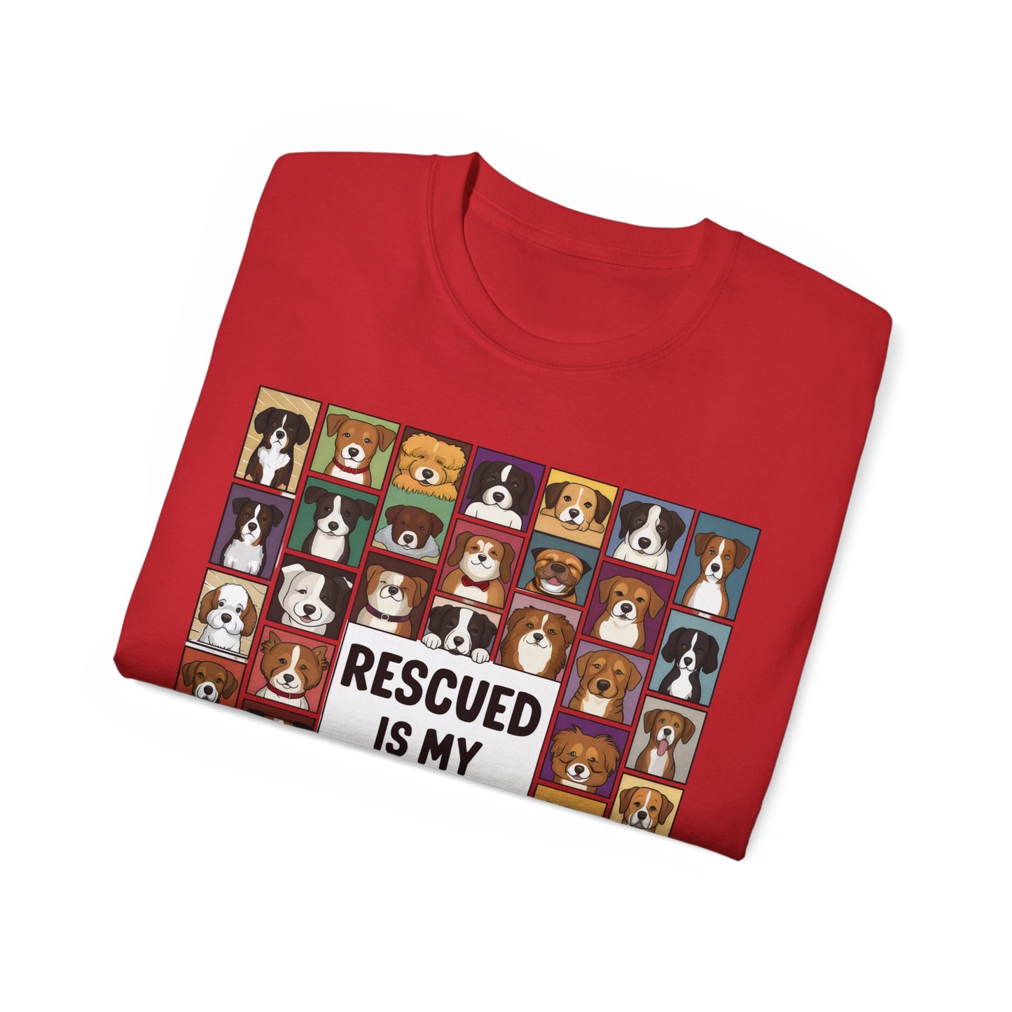 Cute Dog Cartoon Rescued is My Favorite Breed Unisex Organic T-Shirt