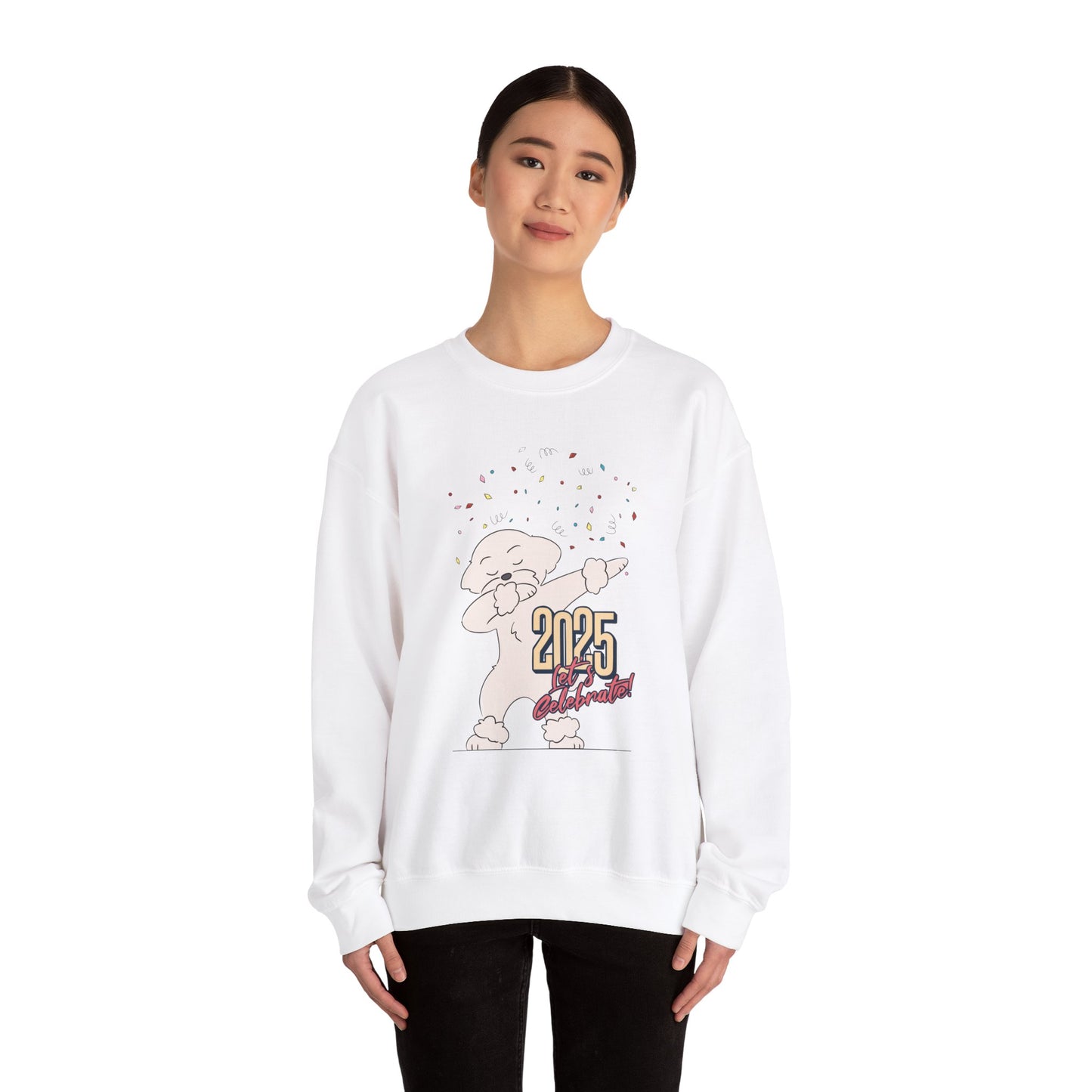 Cheeky Bichon Cute Let's Celebrate 2025 Unisex Crewneck Sweatshirt