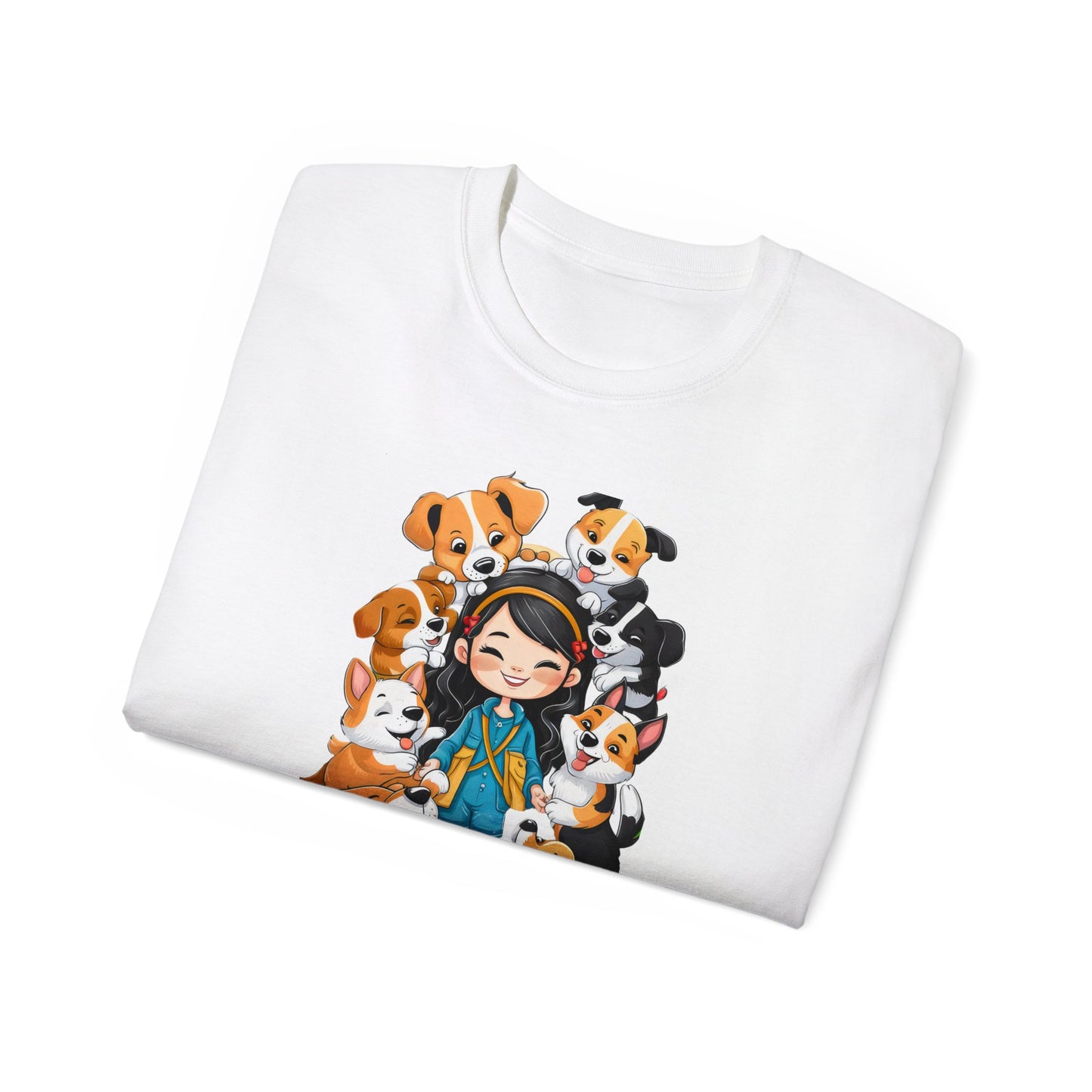 Cute Cartoon Just a Girl Who Loves Dogs Organic T-Shirt