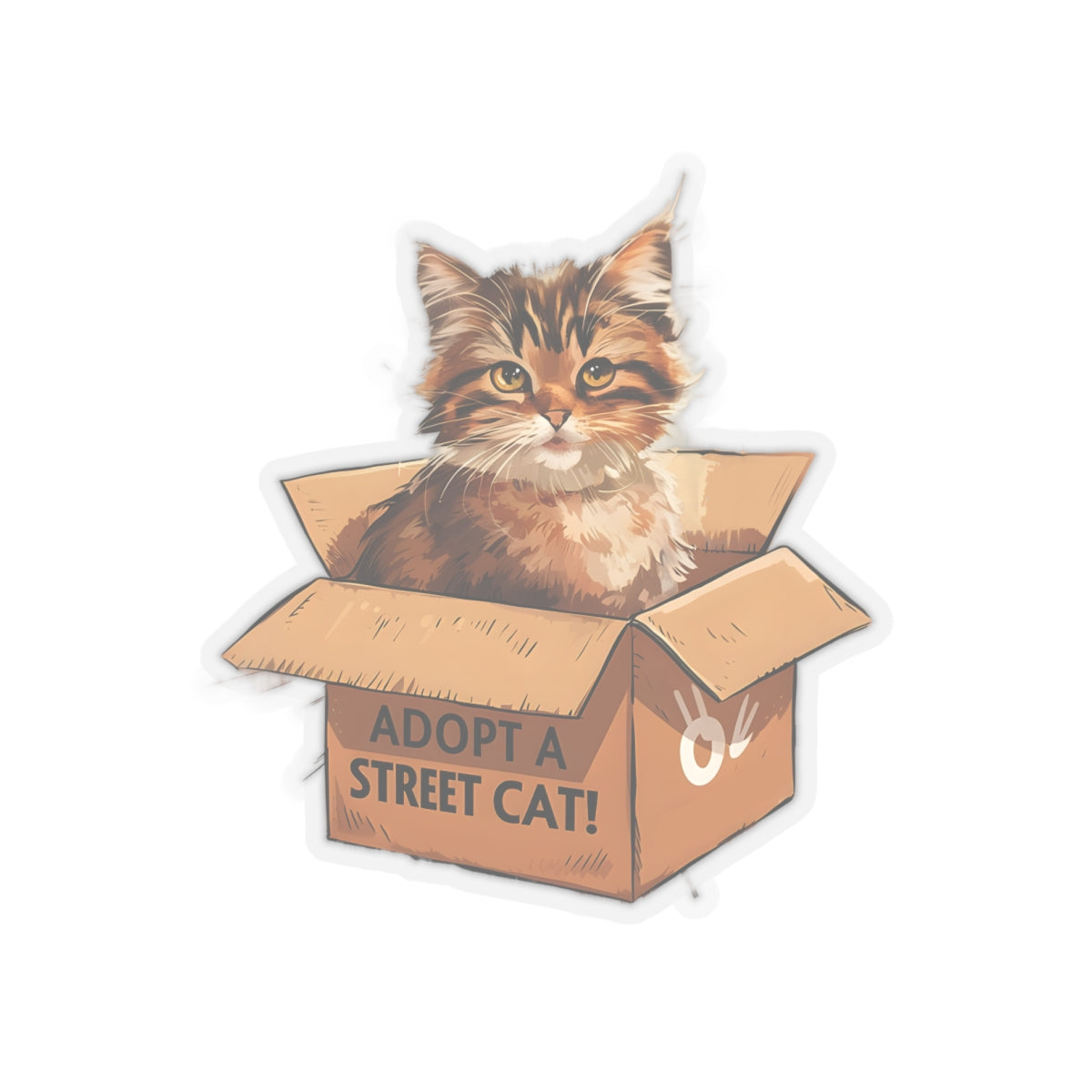 Cute Cat Cartoon Adopt a Street Cat Kiss-cut Stickers